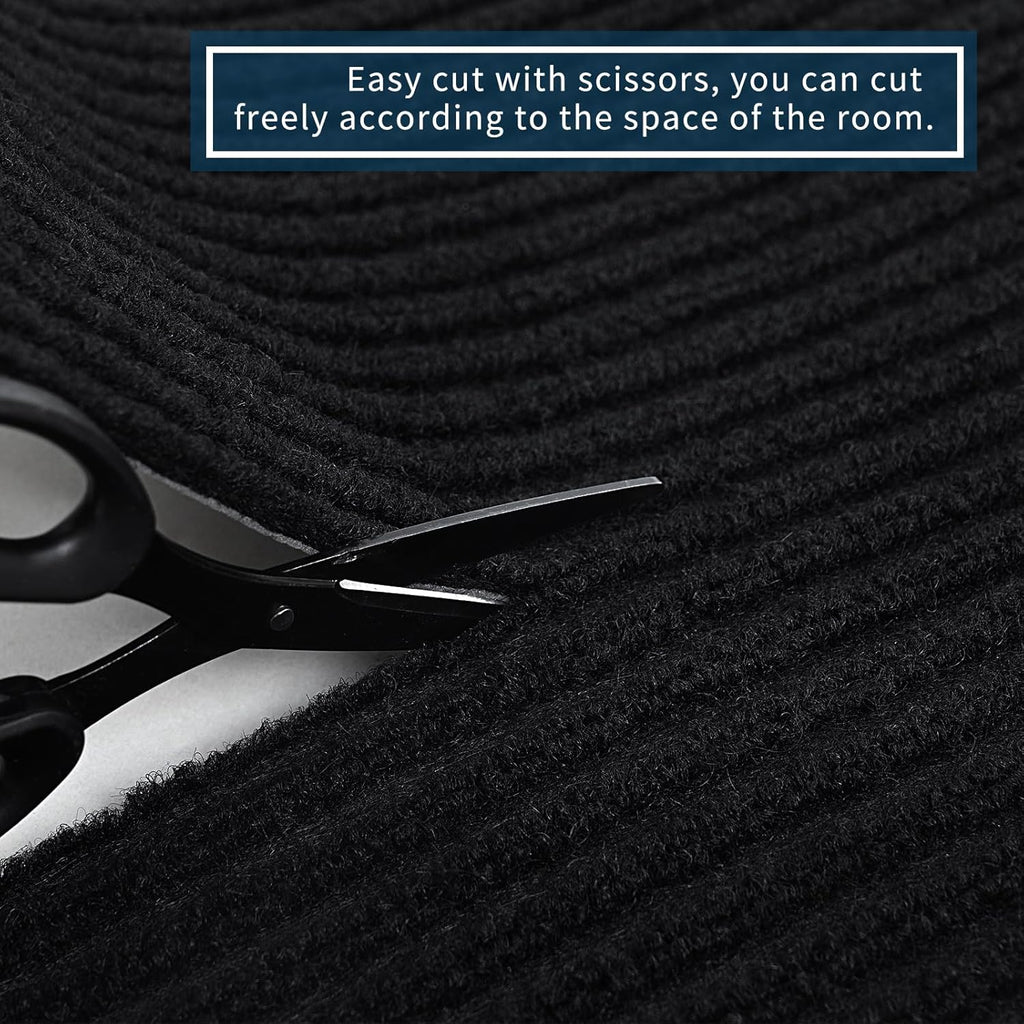 Rubber Door Mat About W3' ×L16' Heavy Duty Large Outdoor Indoor Mat Durable Entrance Doormat Waterproof Rubber Back Rugs for Home Entryway Patio Porch Office Business Areas (Jet Black)