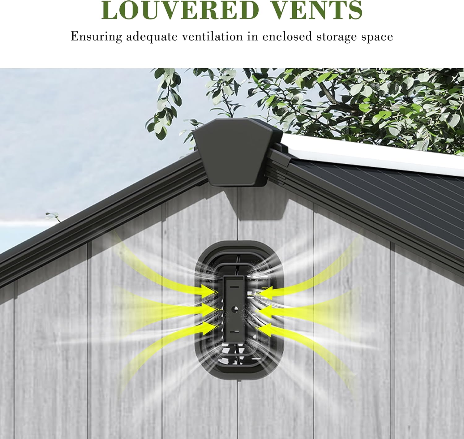 Domi 6x4FT Outdoor Resin Storage Shed with Transparent Windows & Louvered Vents, Plastic Tool Shed with Double Lockable Doors & Gable Roof, Outside Garden Shed for Backyard, Patio, Lawn, Grey