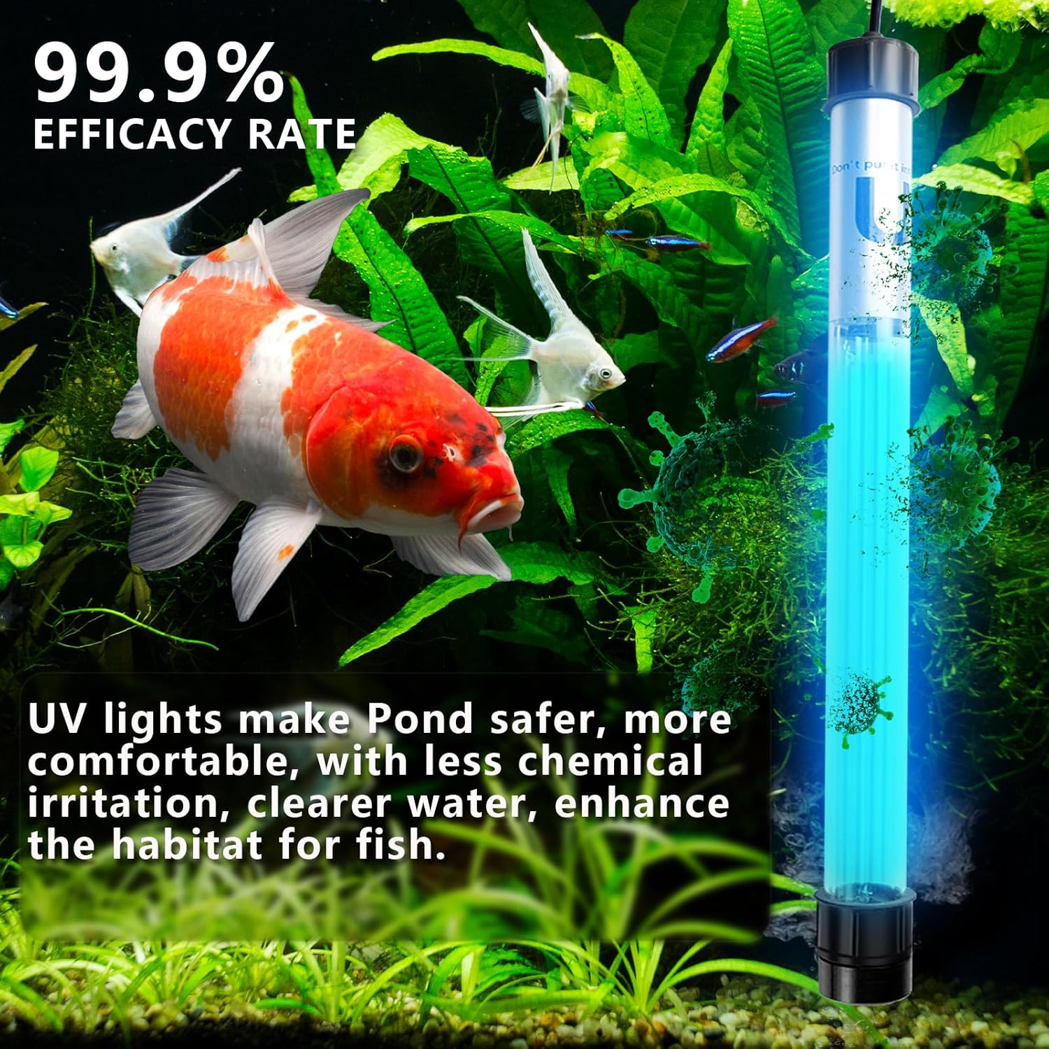 32W Pond UV Light for 200-2000 Gallon, Aquarium UV Light, UV Water Clarifier for Pond, Cold Plunge, Aquarium, Ice Bath, Hot Tub, Swimming Pool, Spa and Fish Tank Algea Control
