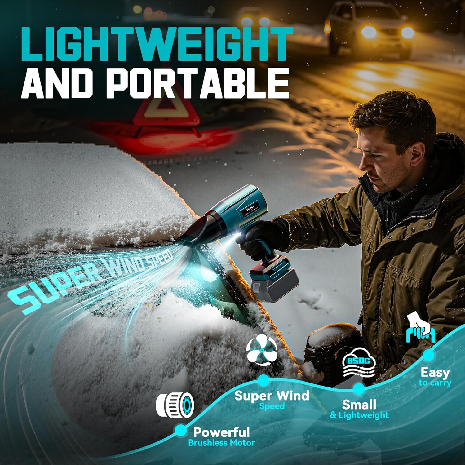 Leaf Blower Cordless Compatible with Makita 18V: Ecarke 800000RPM Portable Dust Cleaner, Electric Handheld Turbo Jet Blower Lightweight Brushless Motor for Patio Cleaning Garden Lawn Care (No Battery)