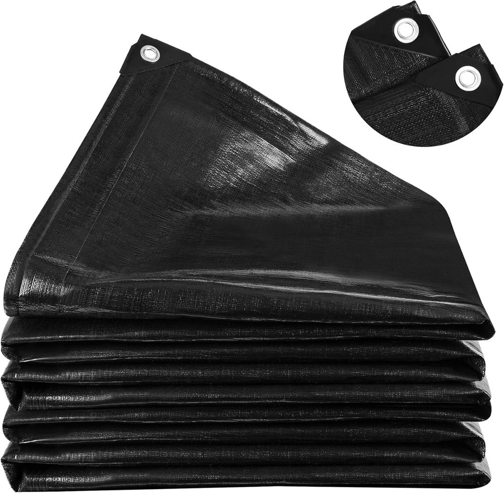 MYFAMIREA 20 x 25FT Pond Liner, 28Mil PE Preformed Pond Liner with 18 Hemmed Edge Buttonholes Sun Resistant Easy Cutting for Outdoor Ponds, Fish Koi Ponds, Garden Fountain, Waterfall Ponds