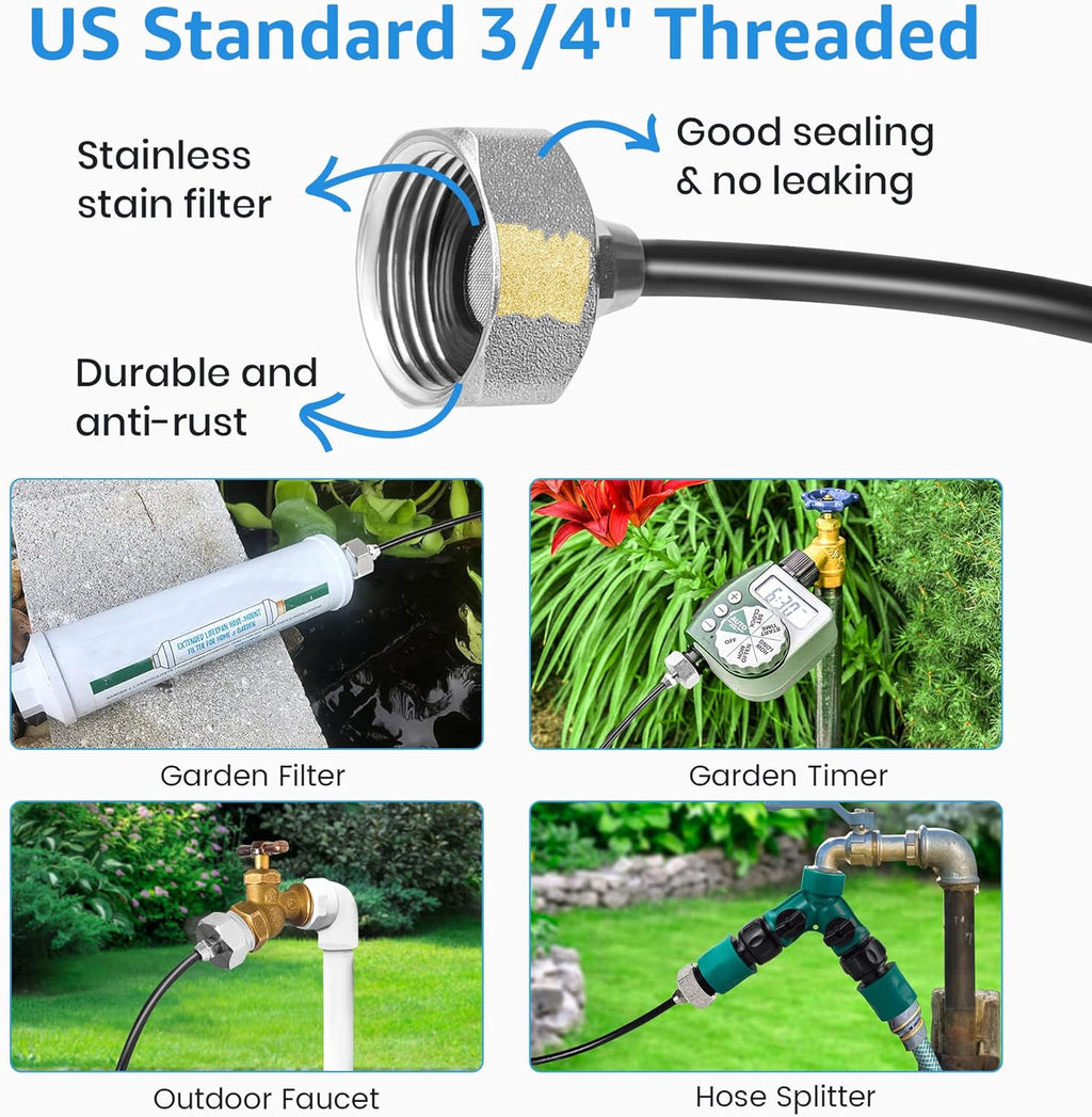 MIXC Misters for Outside Patio, 100FT (30M) Misting Line+27 Mist Nozzles+3/4" Brass Adapter, Outdoor Misting Cooling System for Patio Backyard Greenhouse Trampoline Horse Corral