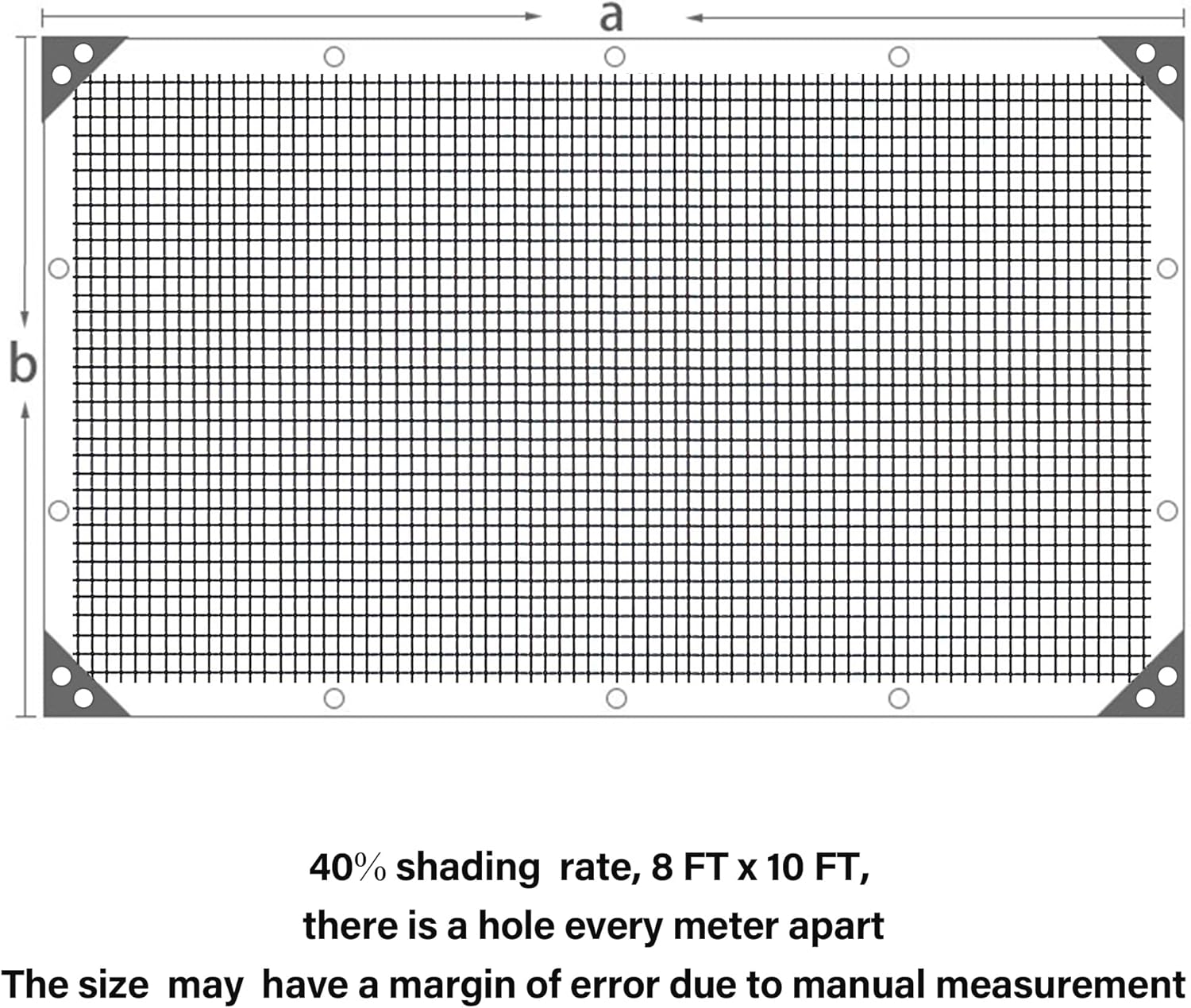 winemana Black Shade Cloth 40%, 8x10 FT Mesh Tarp - Garden Shade for Greenhouse, Patio, Vegetables, Plants Cover and Chicken Coops, Sun Shade Net for Outdoor Protection with Reinforced Grommets