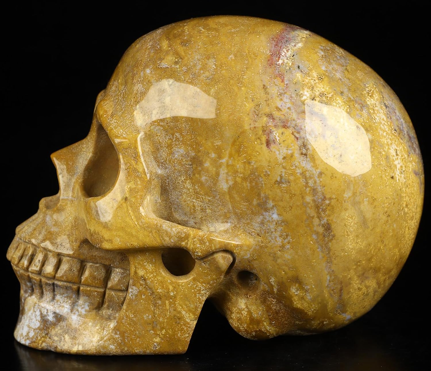 Skullis 5.0" Indian Agate Crystal Carved Crystal Skull. Hand Carved Gemstone Fine Art Sculpture.2393