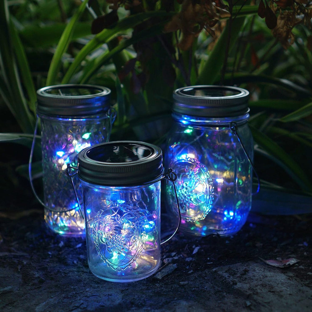 Decorman Solar Mason Jar Lights, 10 Pack 30 LED Fairy Star Firefly String Lids Lights with 10 Hangers for Patio Yard Garden Party Wedding Christmas Decoration(Jars Not Included) (10 Pack, Colorful)