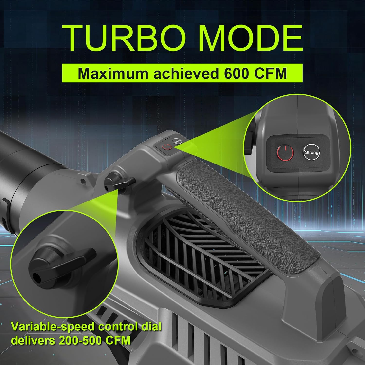 Leaf Blower Cordless with Battery - 40V Powerful Electric Leaf Blower, 600CFM &180MPH and Variable-Speed with 7.5Ah Battery and Charger for Lawn Care, Patio, Dust, Blowing Leaves (Grey)