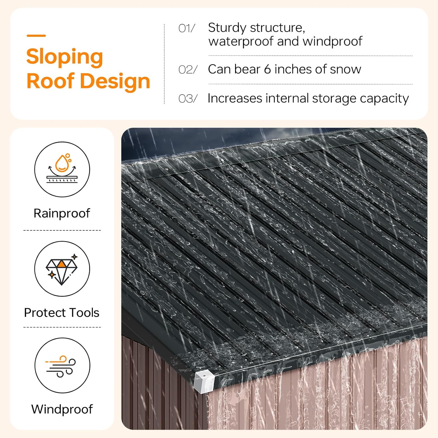 8x10 FT Outdoor Storage Shed, Utility Steel Tool Shed with Lockable Door and Air Vents, Galvanized Metal Shed for Garden Backyard Patio Lawn (8'x10', Brown)