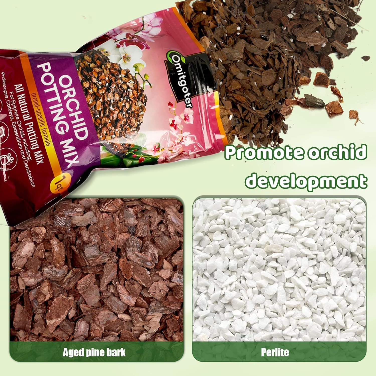 Organic Orchid Potting Mix 4qt, Mixture of Orchid Bark and Perlite, Specifically Formulated for Orchids