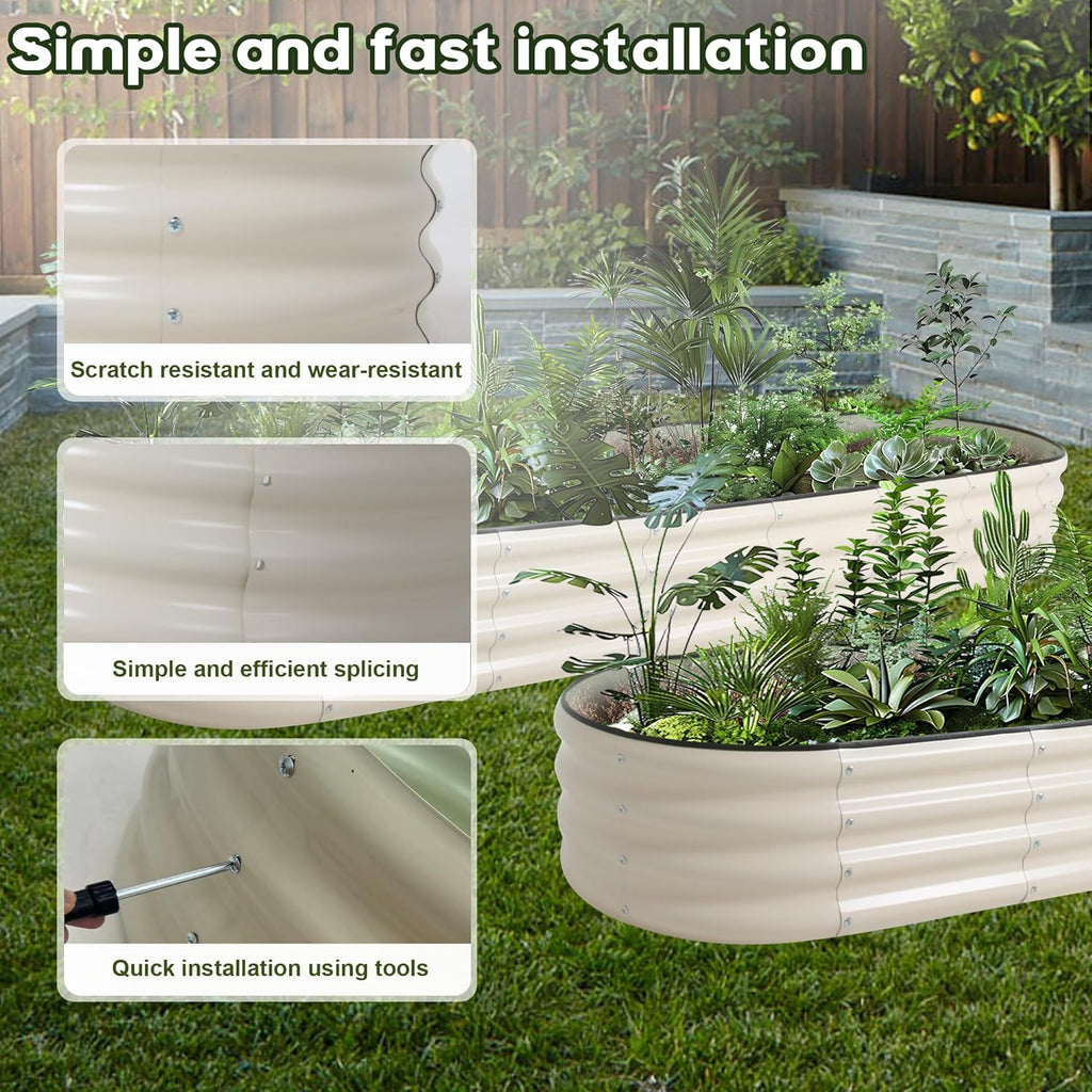 Galvanized Raised Garden Bed Kit Outdoor Metal Garden Planter Box for Backyard Gardening, Planting Vegetables, and Patio (94.4"x23.6"x11.8")