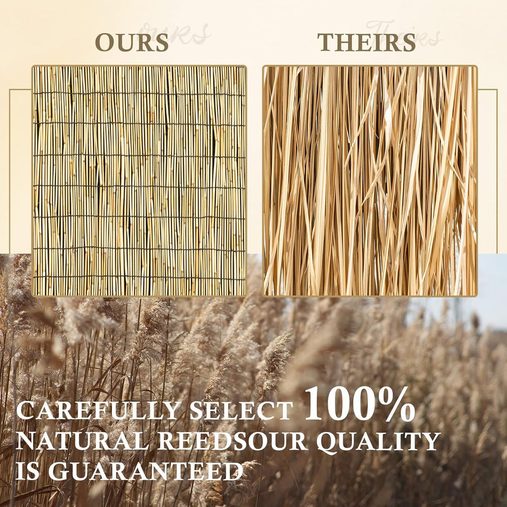 Natural 2 Pack 4FT X 16.4FT Reed Fencing Roll, Balcony Privacy Shade Reed Bamboo Fencing Garden Fence Border, Wind Block Sunshade Fence Screen for Outdoor Yard Patio Flower Bed Edge