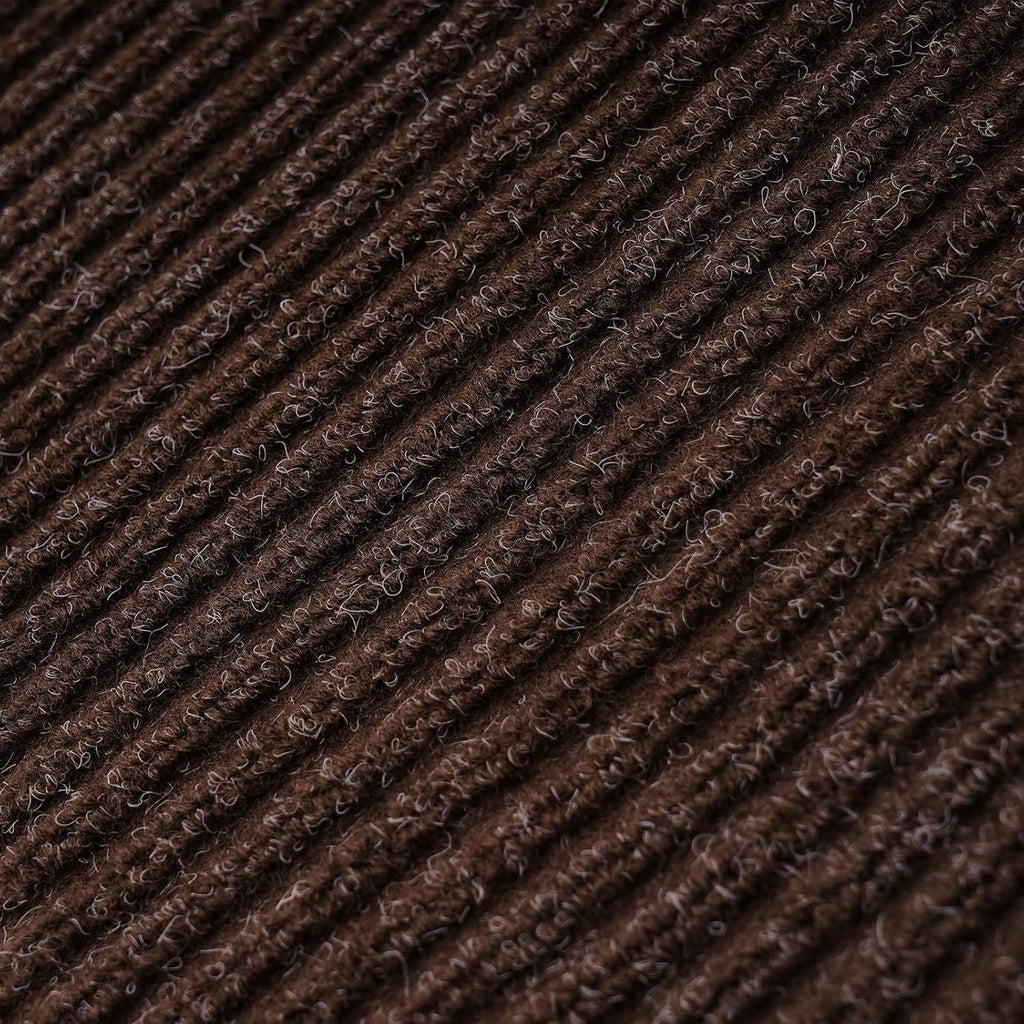Low Profile Rubber Door Mat, 72x48inch, Heavy Duty, Entrance Doormat, Indoor and Outdoor, Waterproof, Easy Clean Shoe Scraper, Home Rug Welcome Mats for Entryway, Patio, Porch, Brown