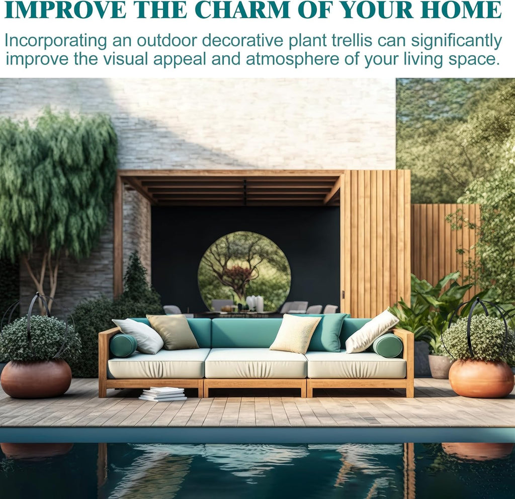 Set of 4 Large Metal Trellis Obelisks Sturdy Round Circle Trellis for Climbing Plant Support Indoor Outdoor Potted Vines, Cucumbers & Flowers, Patio Doorway Garden Decor (18.5"x15")