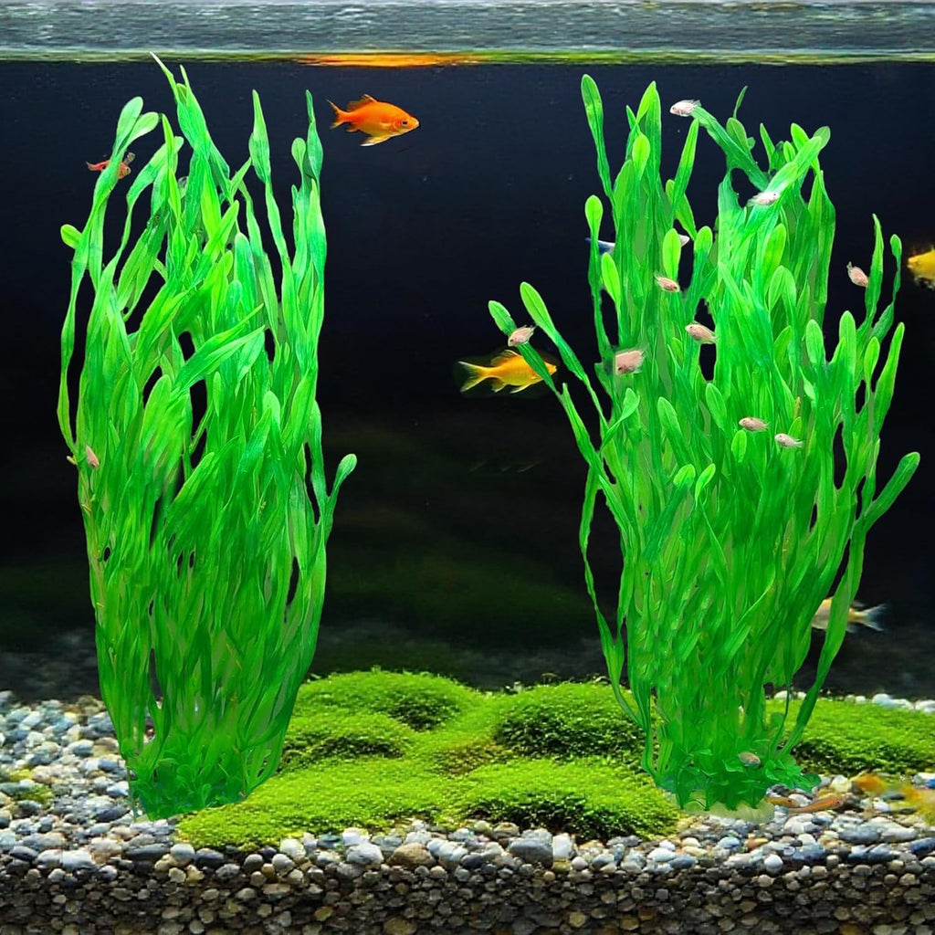 25.98 Inch Tall Aquarium Plants – Large Lifelike Artificial Fish Tank Decorations, 2 Pcs Fish Tank Plants Plastic，Durable & Safe for Freshwater/Saltwater Aquariums (Green (Style B))