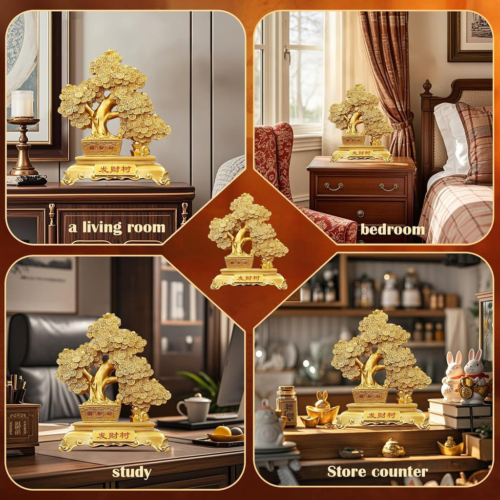 Top Resin Money Tree, Artificial Bonsai Tree - Feng Shui Decor & Gifts for Home, Feng Shui Statue, Chinese New Year Decoration, Chinese Decor & Gifts