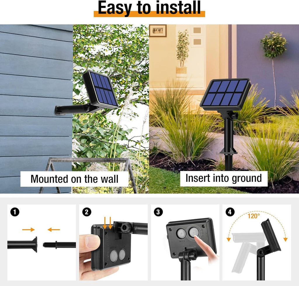 btfarm 4 Pack Solar String Lights Outdoor - 320LED 132FT Solar Fairy Lights Outside Waterproof 8 Modes, Copper Wire Twinkle Solar Powered Light for Garden Yard Tree Christmas Wedding Decor, Cool White