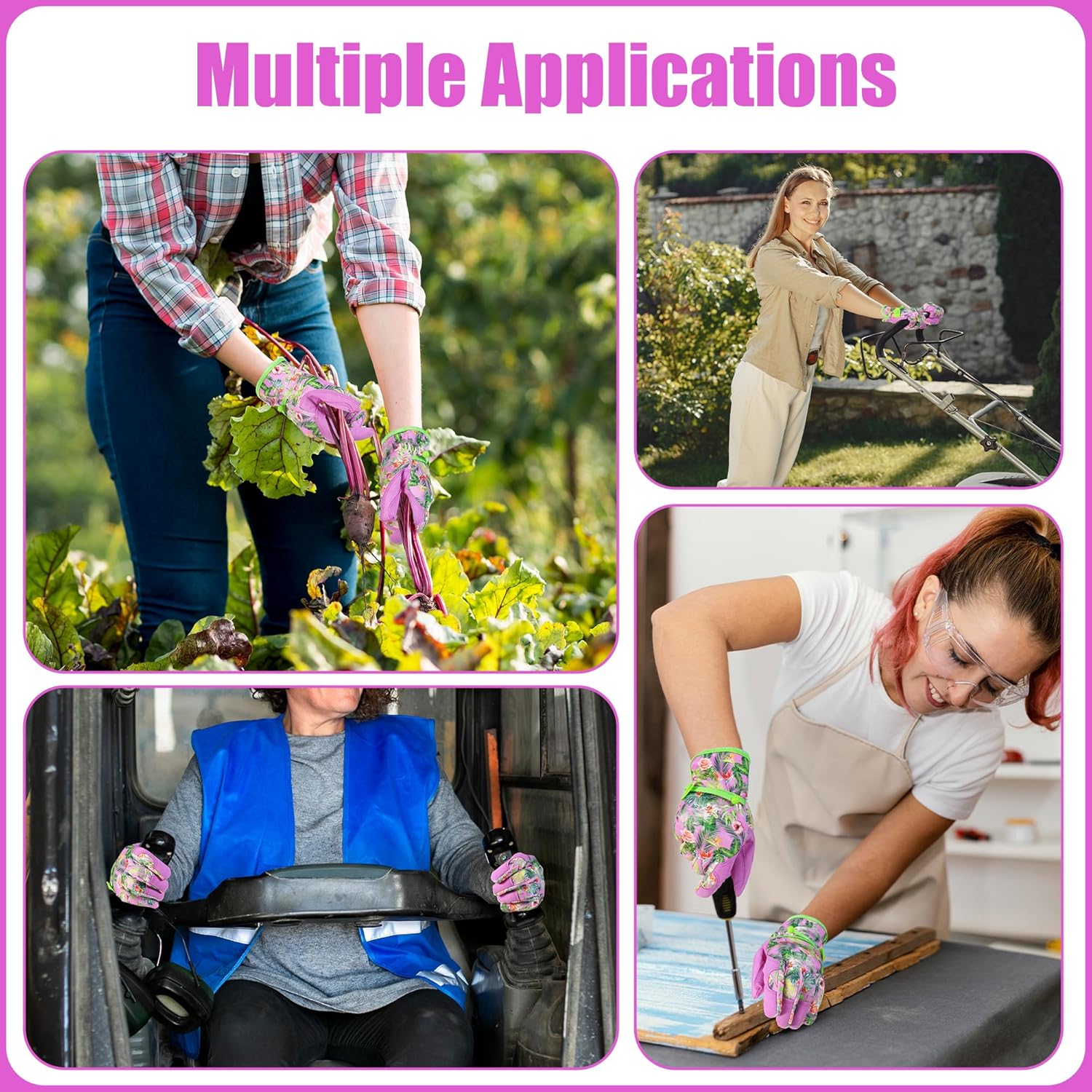 HANDLANDY Women Safety Work Gloves Utility Touch Screen Working Grip Glove for Yardwork Gardening Breathable Mechanic Gloves