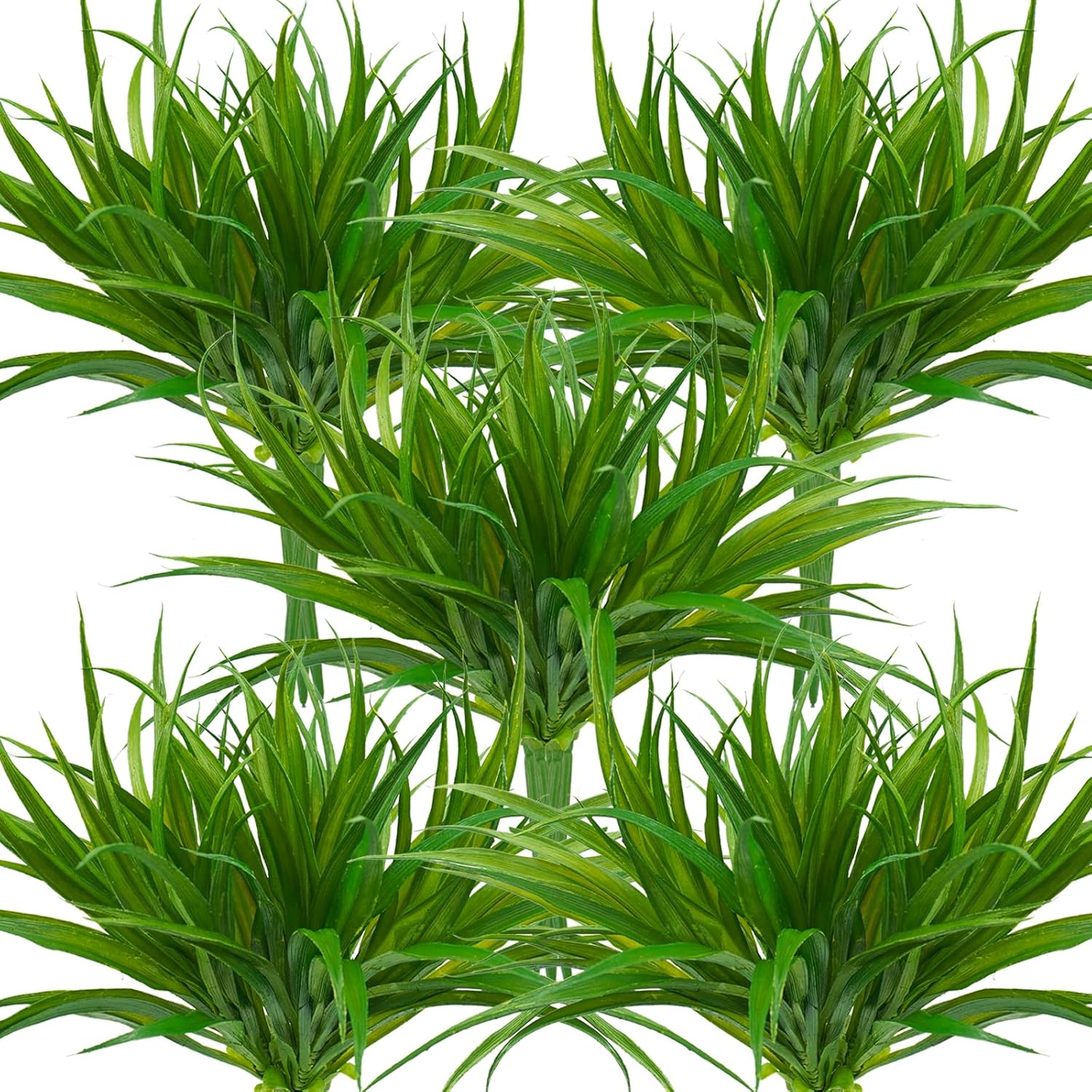 32 Pcs Artificial Grass Fake Plants 17.3in Outdoor Plants UV Resistant Faux Greenery Stems Fake Grass for Home Window Garden Office Patio Pathway Front Porch Halloween Décor Green