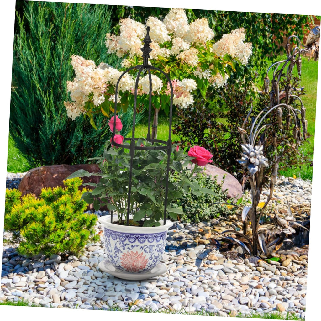 Outdoor Metal Climbing Plant Support Garden Obelisk Trellis Secure Base for Stability