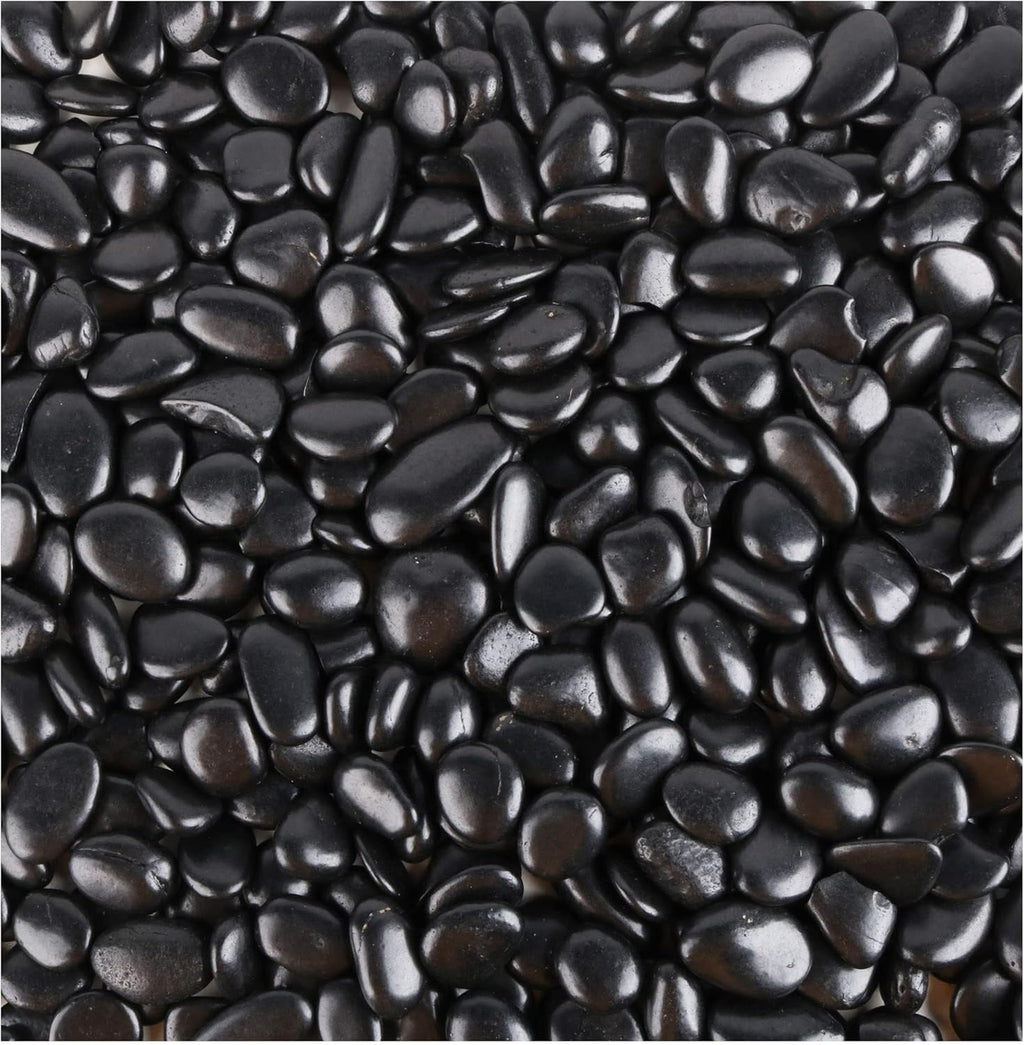 Black Pebbles for Plants 7lb Bulk Bag Aquarium Gravel 0.5"- 1" Decorative Polished Fish Tank Stone River Rocks