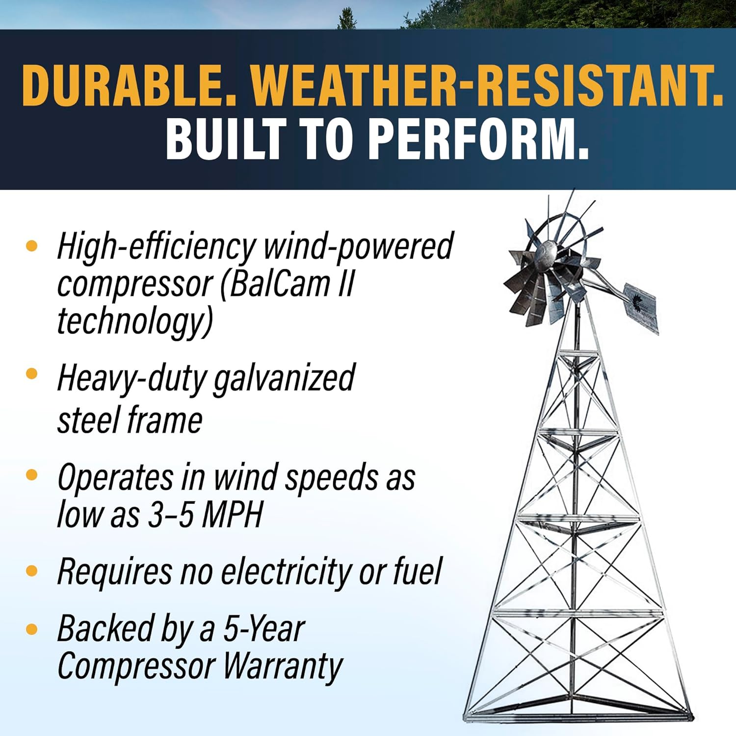 AWS0012 16-Feet Galvanized 3-Legged Aeration System Windmill
