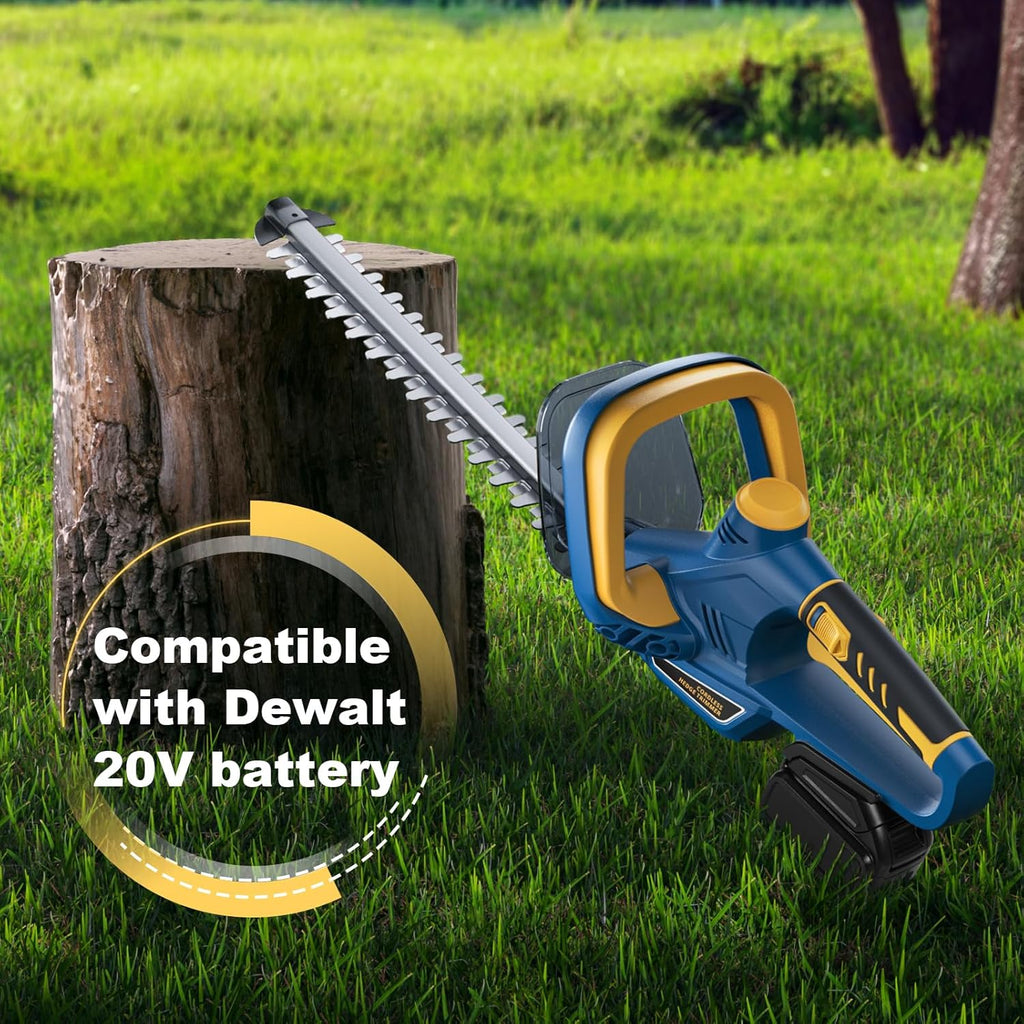 Hedge Trimmer for Dewalt 20V Battery, Cordless Hedge Trimmer with 22'' Dual-Action Blade, 1600RPM, 3/5'' Cutting Width, Rotating Handle & Dual Switch Design (Battery Not Included) (Navy Blue)