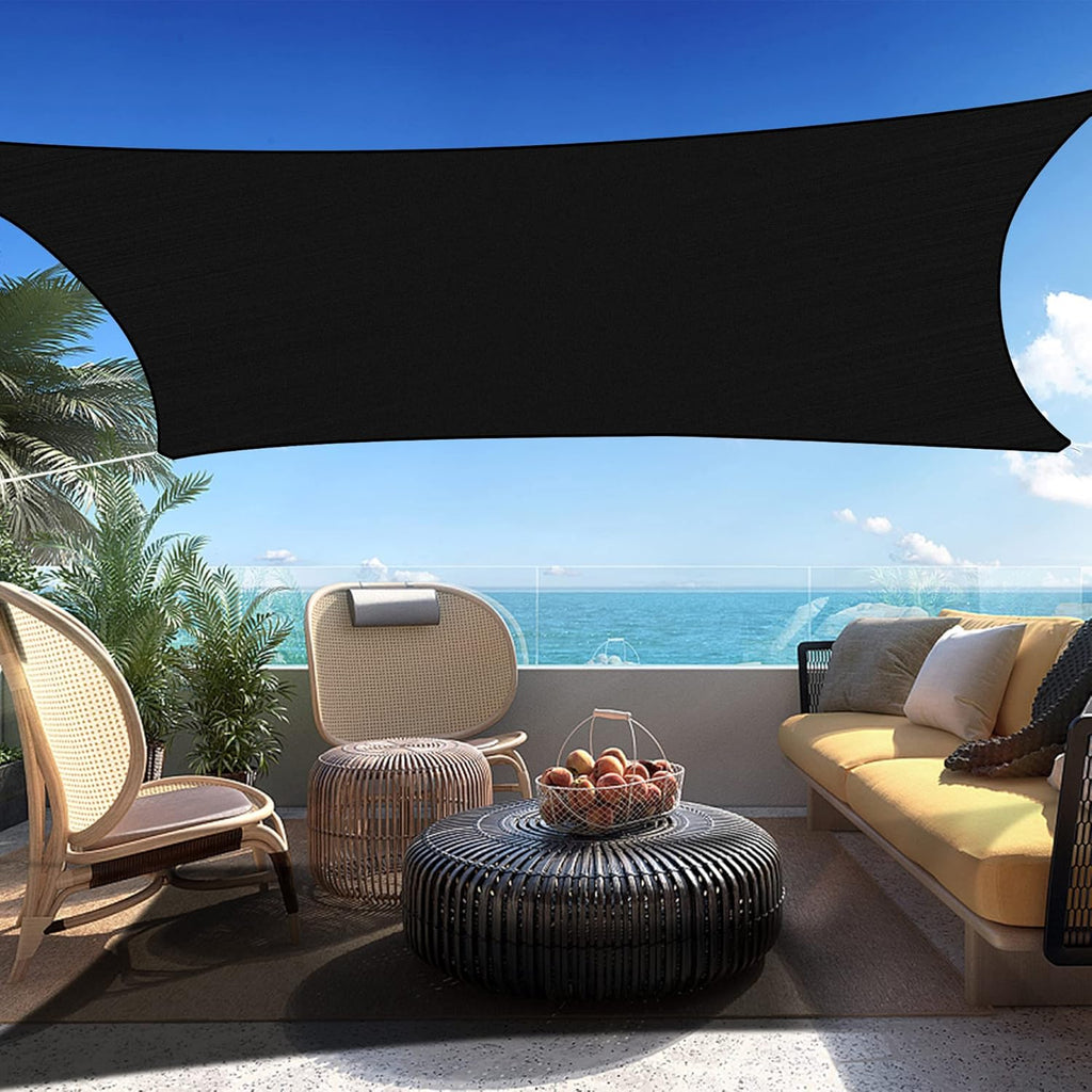 10' x 23' Black Rectangle Sun Shade Sail SSP1212 Canopy Durable Fabric UV Block Awning We Make Custom Orders