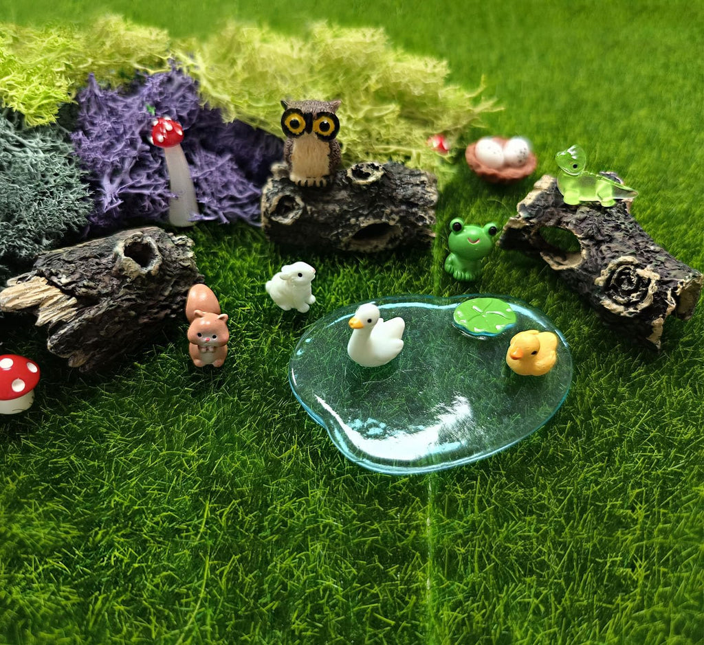 42 Pcs Miniature Fairy Garden Accessories, Fairy Door, Miniature Tree Stumps and Tiny Resin Animal with Moss for DIY Craft, Lawn, Fairy Garden Decor