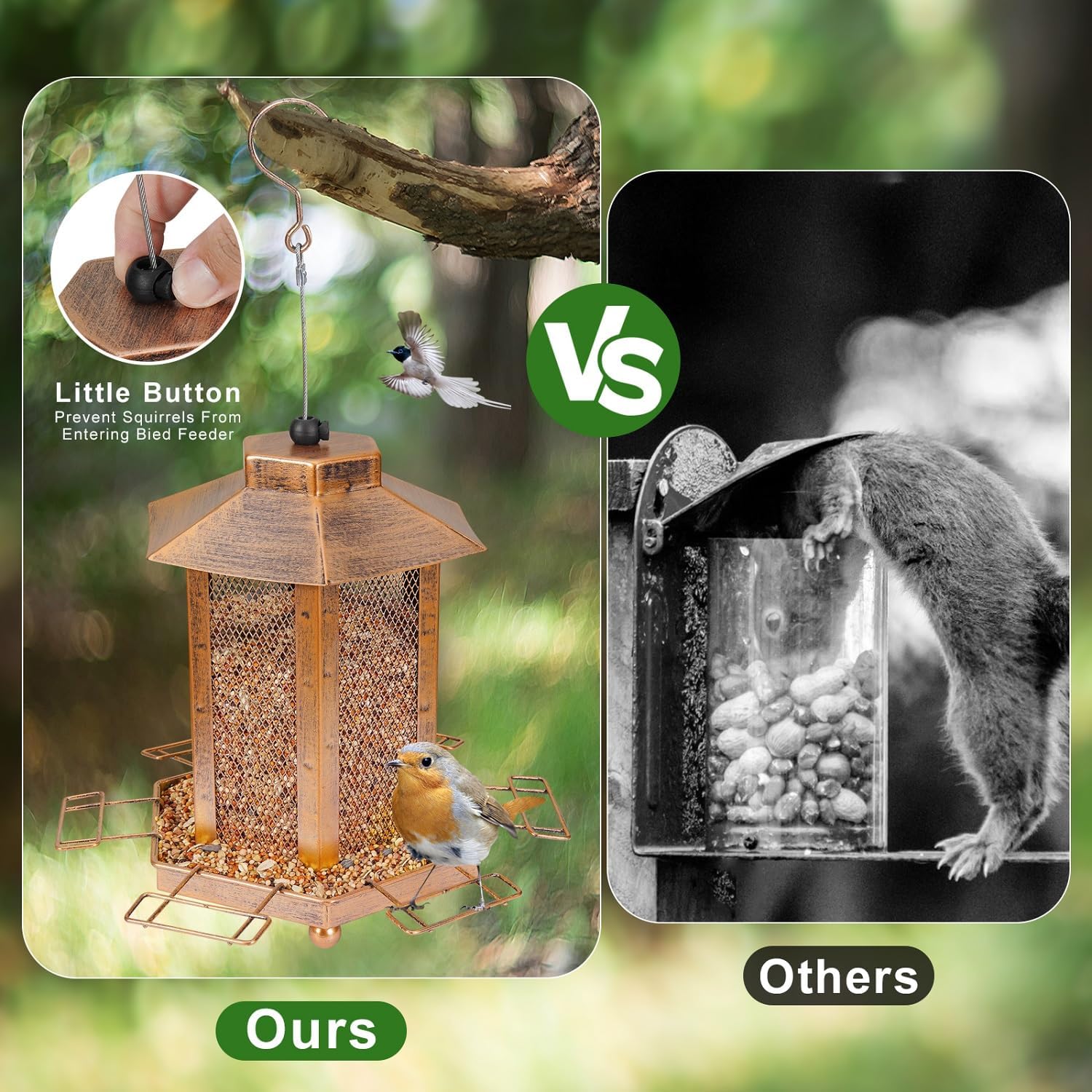 Lantern-Shaped Metal Bird Feeder for Outdoor Hanging, 3.5LB Large Capacity, Garden Decoration - Attracts Wild Birds, Durable Outdoor Bird Feeding Station for Garden Yard Outside Backyard