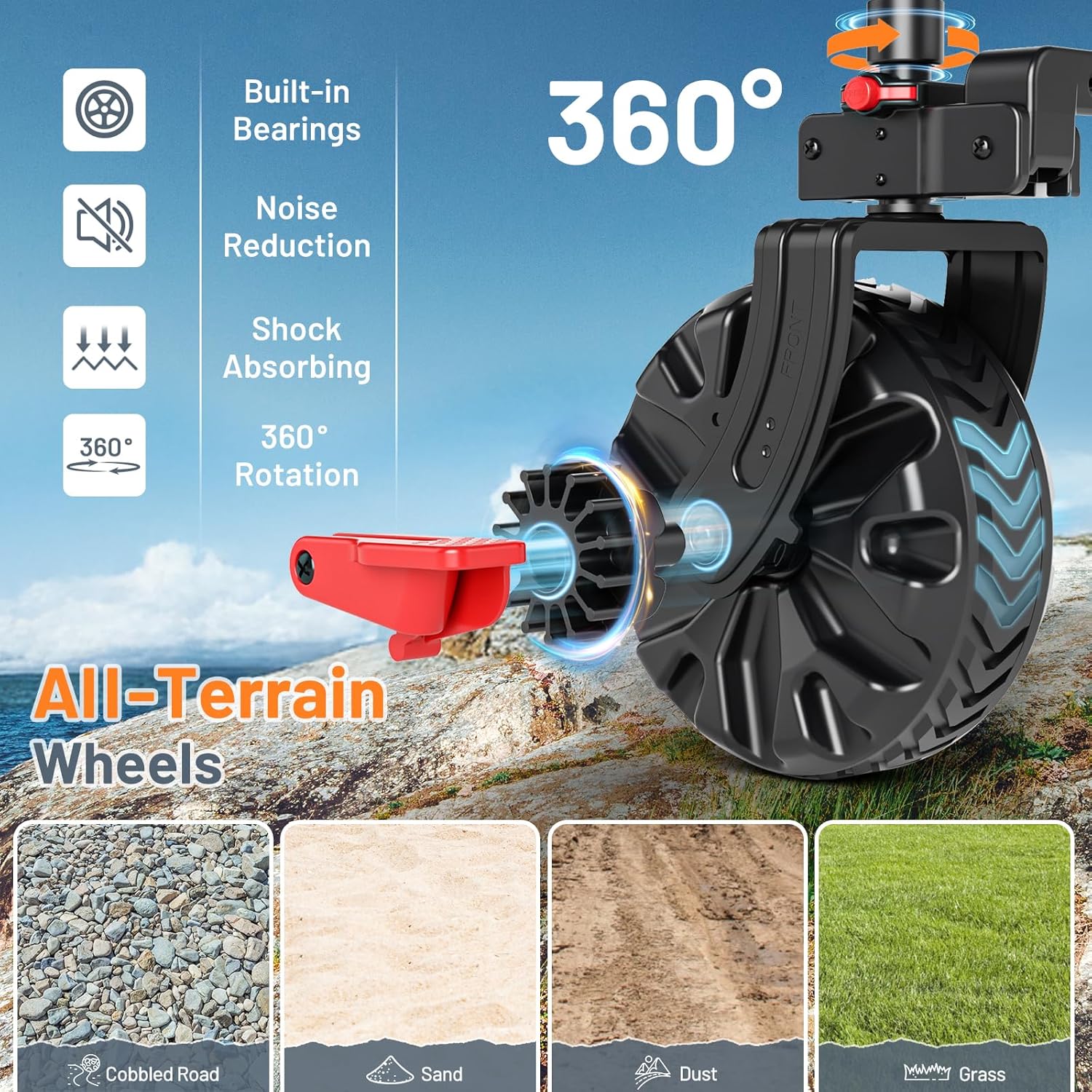 Timber Ridge 51.2" Extended Collapsible Wagon - Heavy-Duty Utility Cart with All-Terrain Wheels, Brakes & Cargo Net, 400L Capacity for Camping, Sports & Shopping, Grey