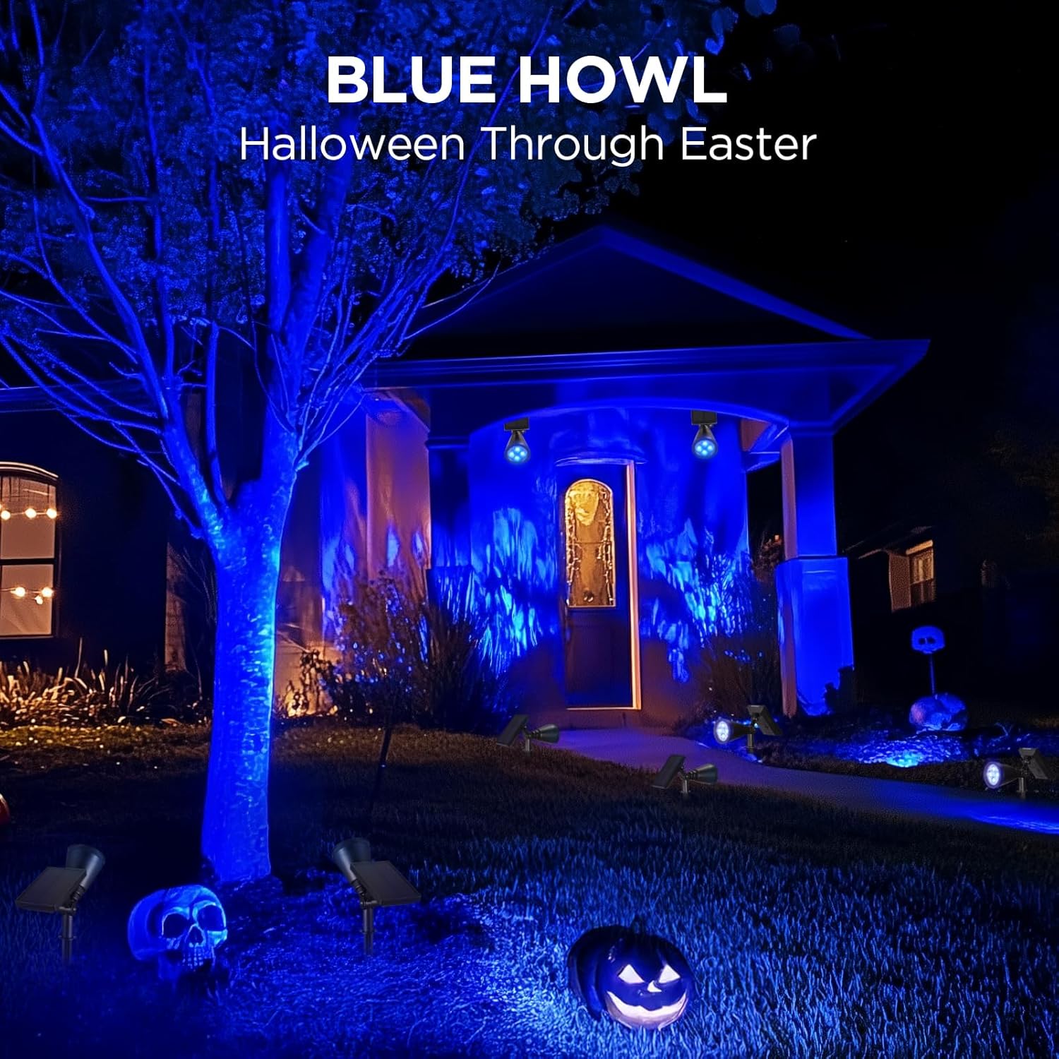 InnoGear Solar Lights Outdoor Waterproof Solar Garden Light for Outside Yard Landscape Lighting Pathway Spot Lights Spotlight Wall Light Auto On/Off, Pack of 2 (Blue Light)