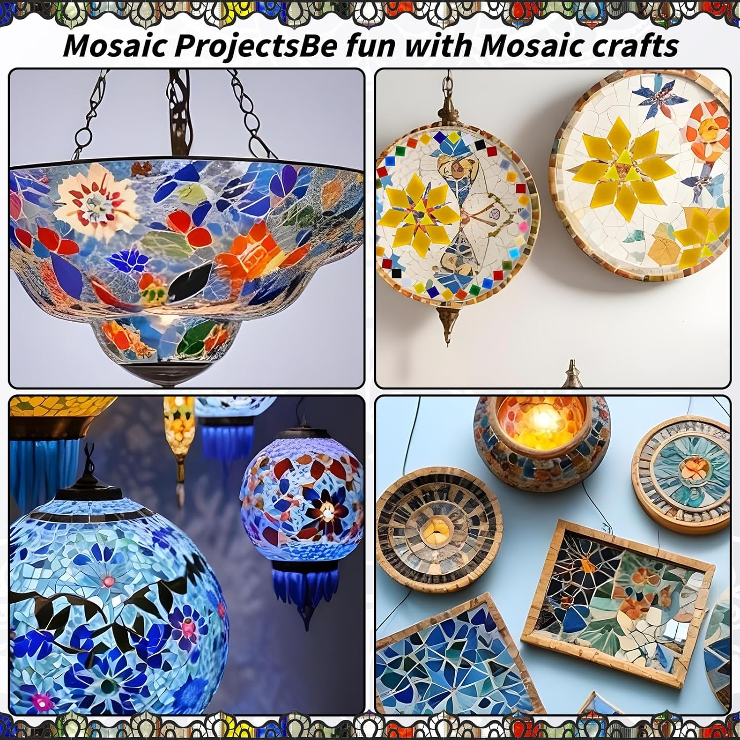 1600 Pcs Mosaic Tiles, Glass Mosaic Tiles for Crafts Bulk, Assorted Color Stained Mosaic Glass Pieces, Mosaic Supplies for Home Decoration, Art Crafts, DIY Projects, Opaque