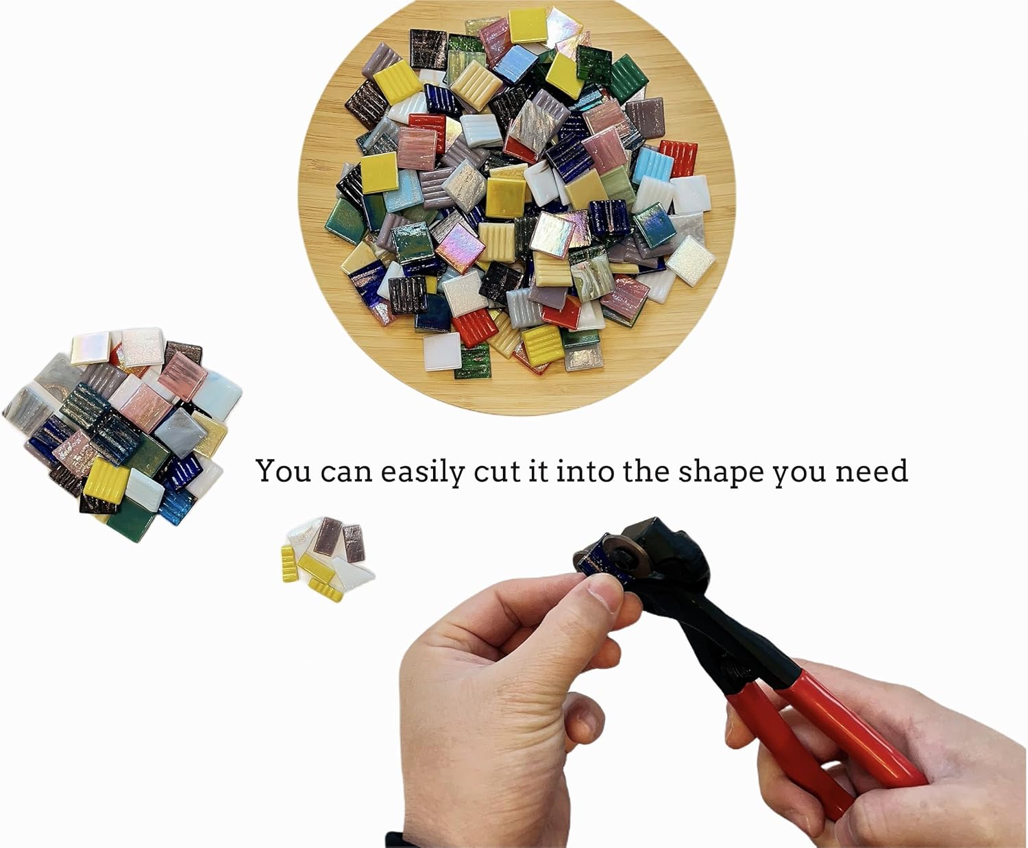 SMEIINIK 1.5 lb Bulk Mosaic Tiles for Crafts, Consisting of a Mix of Iridescent Mosaic Tiles and Gold-Textured Glass Mosaic Tiles, 3/4-Inch Square Mosaic Glass Pieces (240pcs, Multicolor), HT001