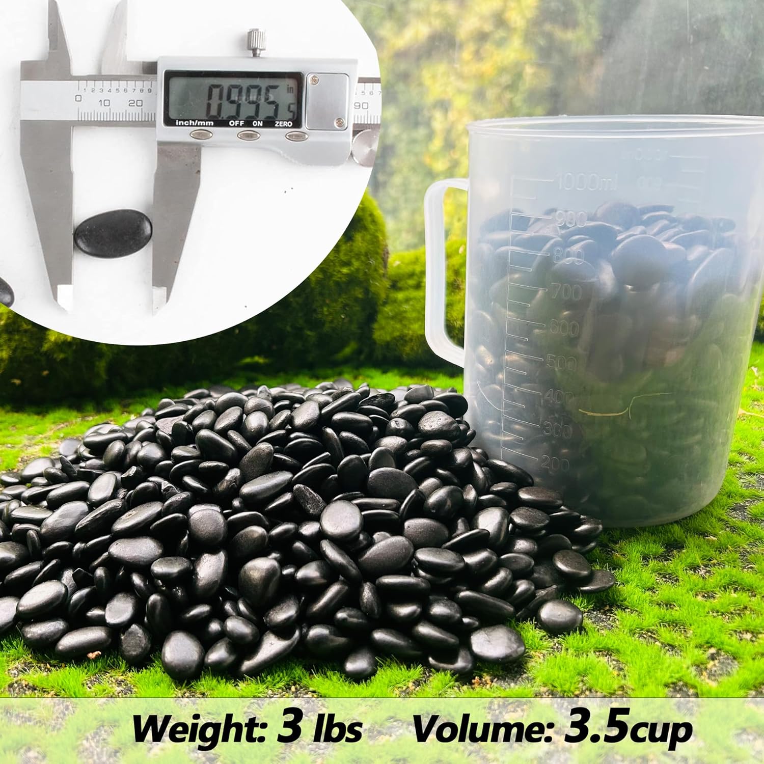Black Pebbles for Plants 3lb Bulk Bag 0.5"- 1" Aquarium Gravel Decorative Polished Stone Natural River Rocks for Fish Tank…