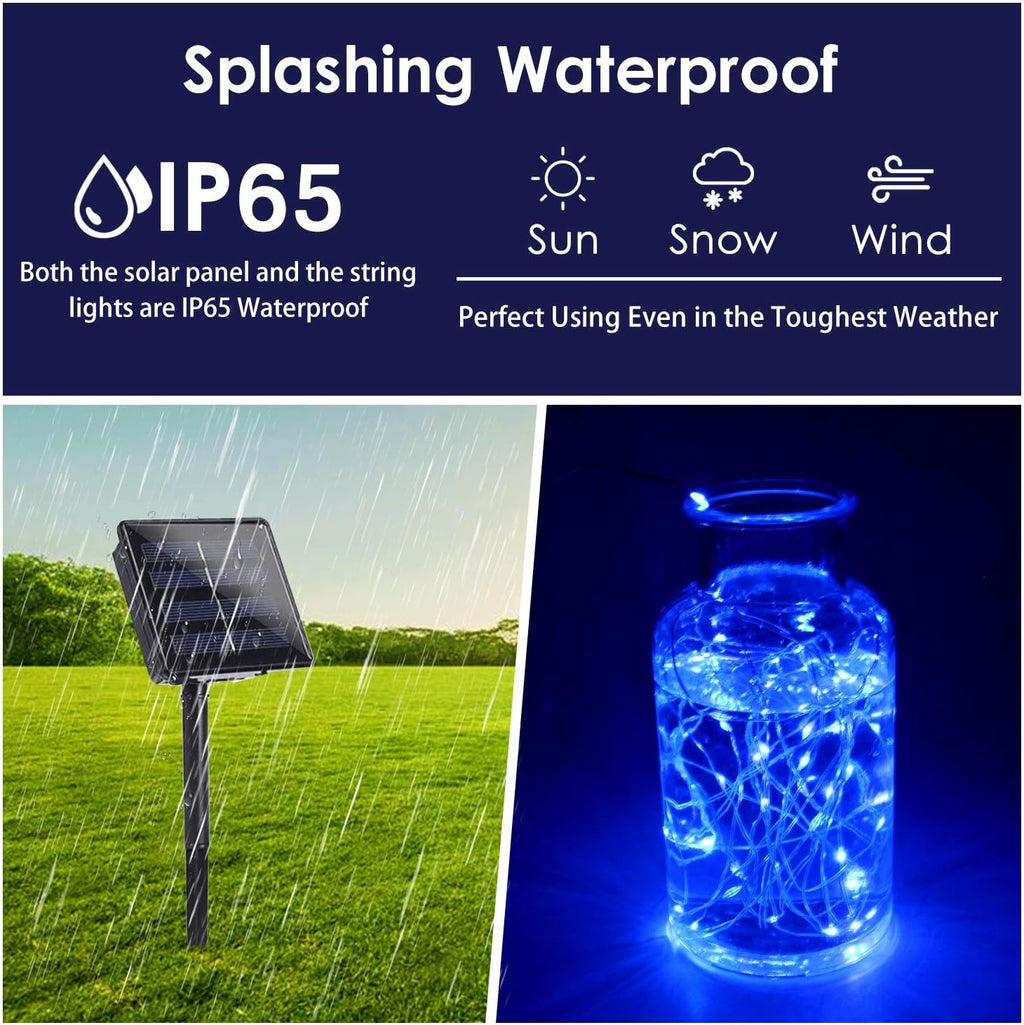 Solar String Lights Outdoor, 2-Pack 144FT 400 LED Solar Christmas Twinkle Lights Outside Waterproof Copper Wire 8 Modes Solar Fairy Lights for Garden Tree Party Birthday Christmas Decor (Blue)