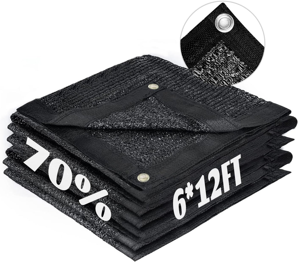 LOVE STORY 6x12FT 70% Black Shade Cloth Sun Shade Net with Grommets Sunblock Net Mesh Tarp for Garden,Plants Cover,Greenhouse and Patio