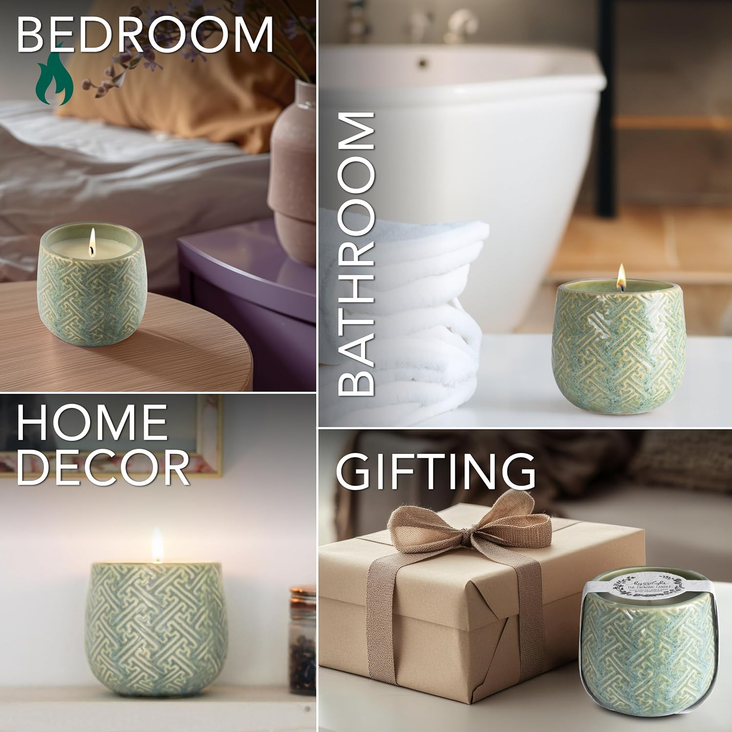 The Growing Candle, Sandalwood & Vanilla Scented, 10oz Ceramic Pot, Aromatherapy Candles for Home, 100% Soy, Ida