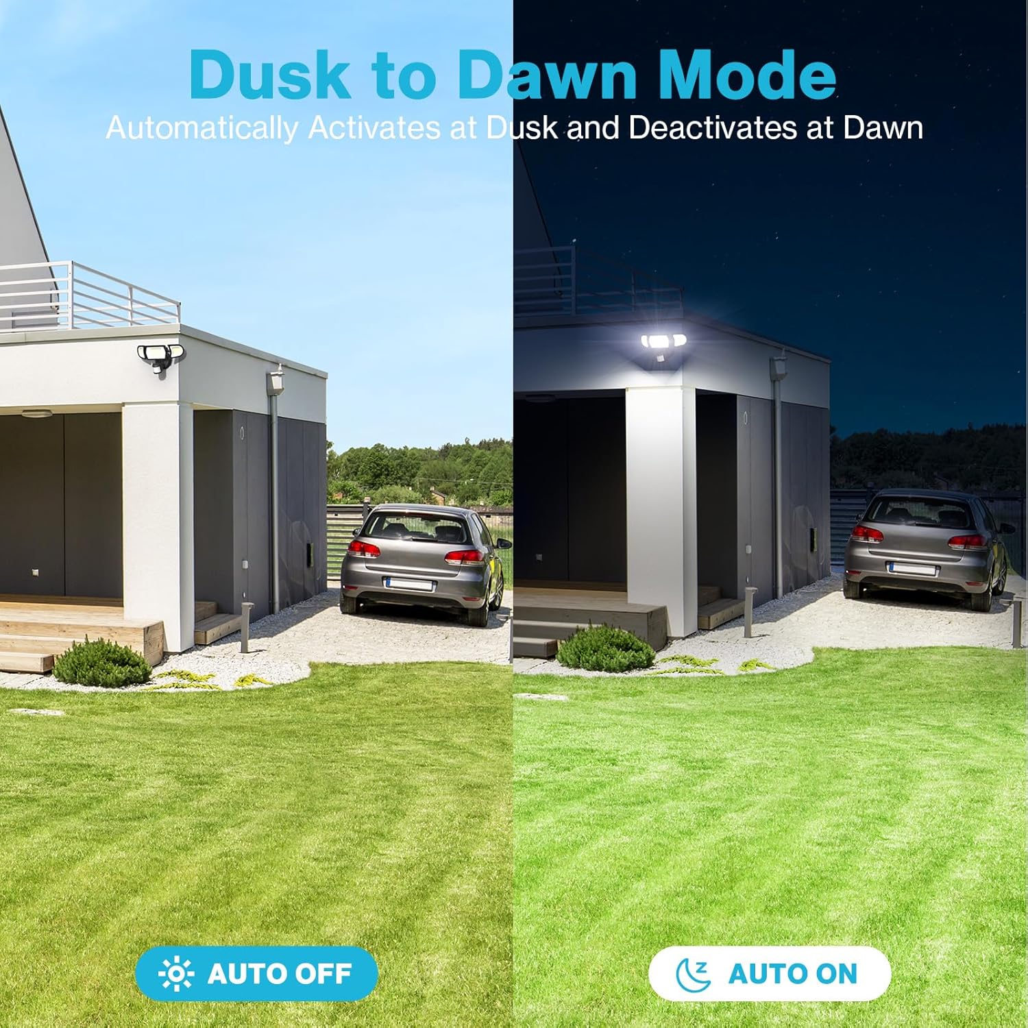 Olafus 100W LED Security Light Motion Sensor Outdoor Light, 2 Pack Motion Flood Light Dusk to Dawn, 9000LM Super Bright 6500K Exterior Motion Detector Floodlight for Garage Yard Porch Eave IP65, Black