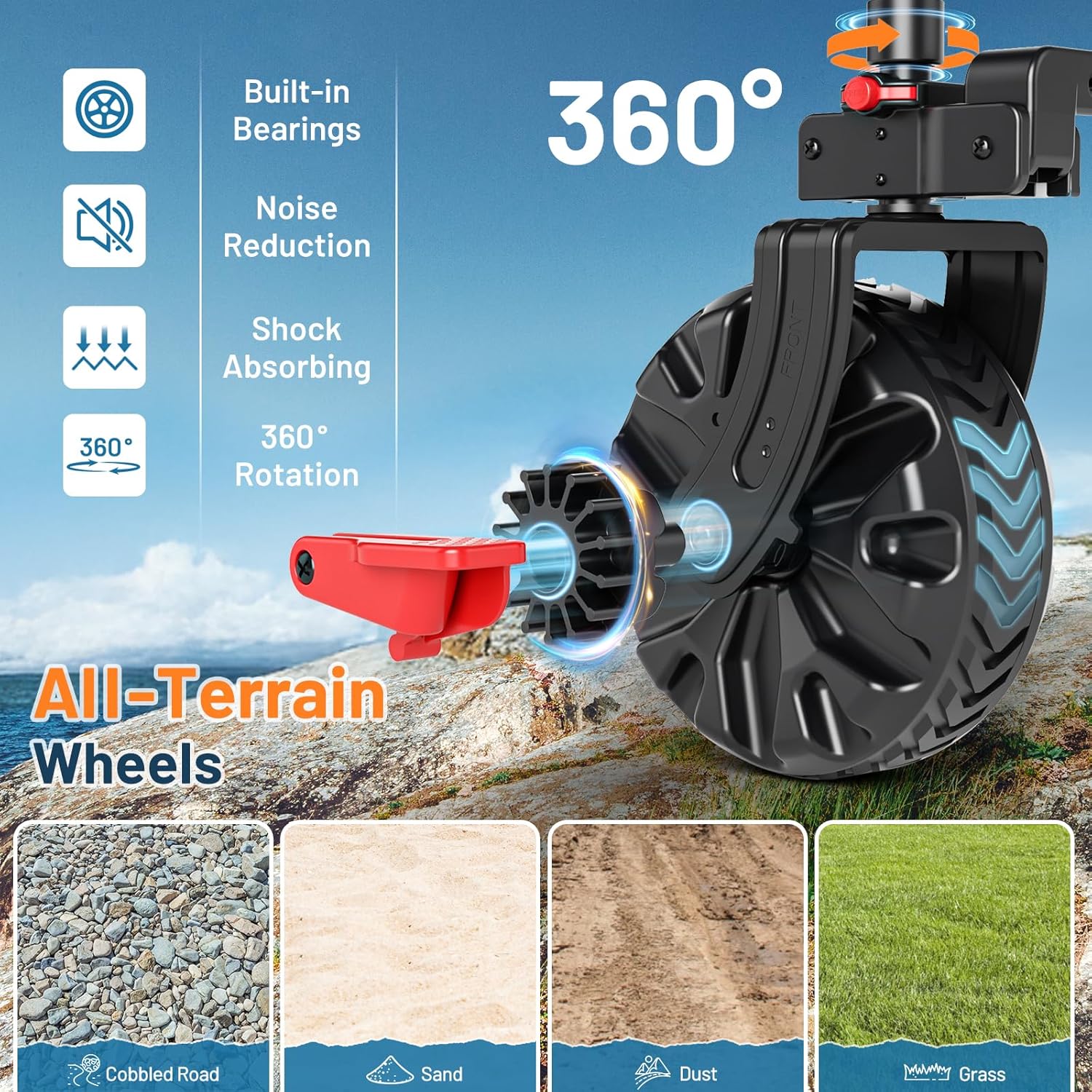 Timber Ridge 51.2'' Extended Collapsible Wagon Cart with Brakes and Cargo Net, Heavy Duty Foldable Utility Wagon with Adjustable Handle, 400L Capacity Portable Cart for Camping Sports Shopping