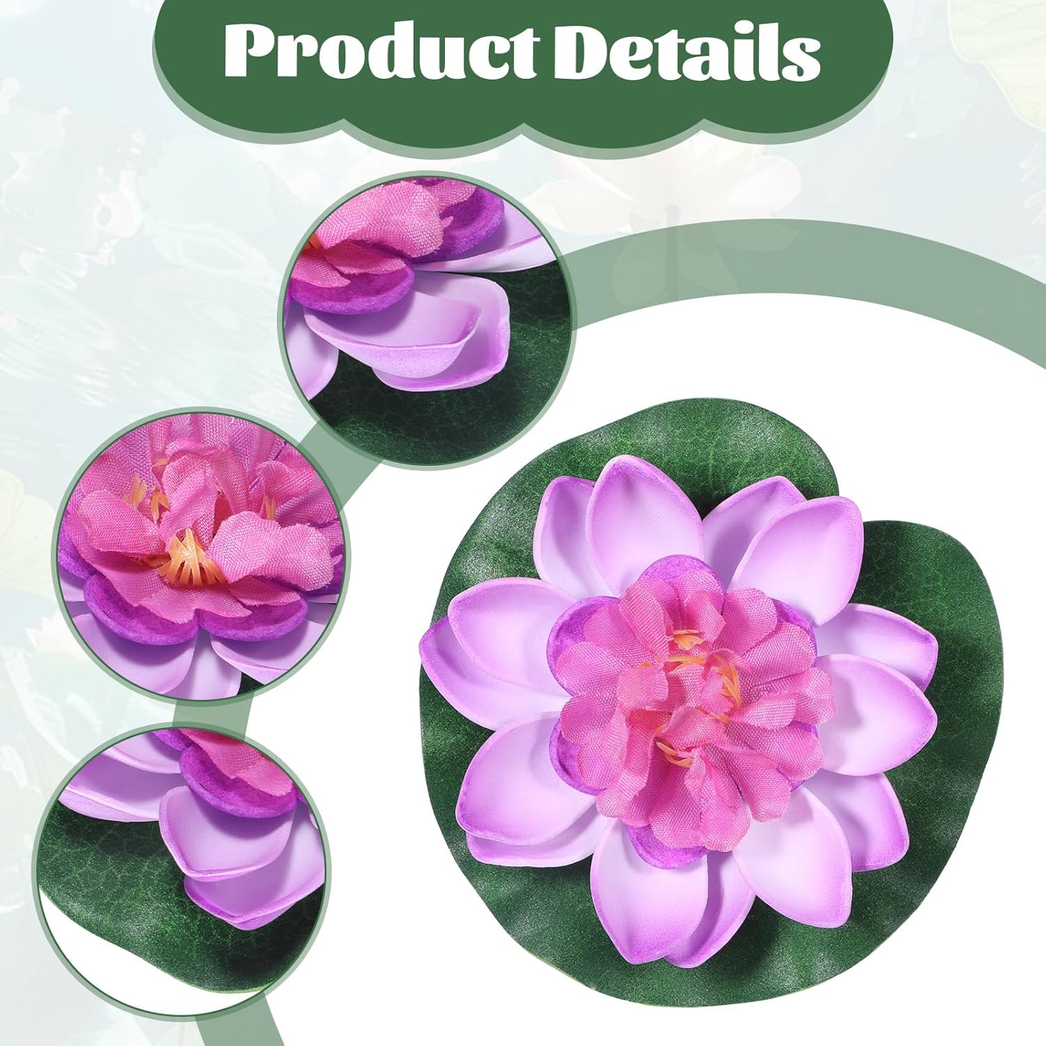 2PCS 10CM/3.94Inch Birdbath Fountain Accessory, Artificial Floating Foam Lotus Flower with Water Lily Pad, Artificial Lotus Flowers Decor, Lotuss Leaf Flower Floating Garden Pond Decor, Pool Decoratio