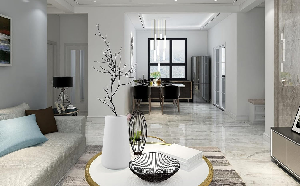 Simple Vase for Flowers Plants, Matte Vases for Modern Table Shelf Home Decor Wedding Boho Decor, 6" H Frosted Elegant Ceramic Vase for Pampas Grass Fluffy Stem Bouquet Lavender Flowers (White, 4)