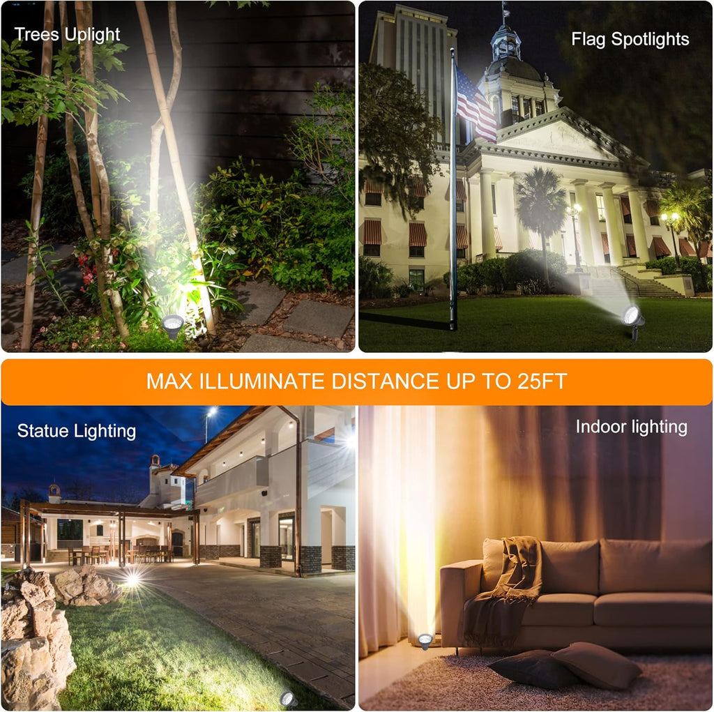 SUNLONG Solar Spotlights Outdoor Waterproof Bright Solar Wall Light Led Security Flood Light Solar Powered for Flag Patio Front Door Driveways-Automatically Activates at Dusk to Dawn (White)