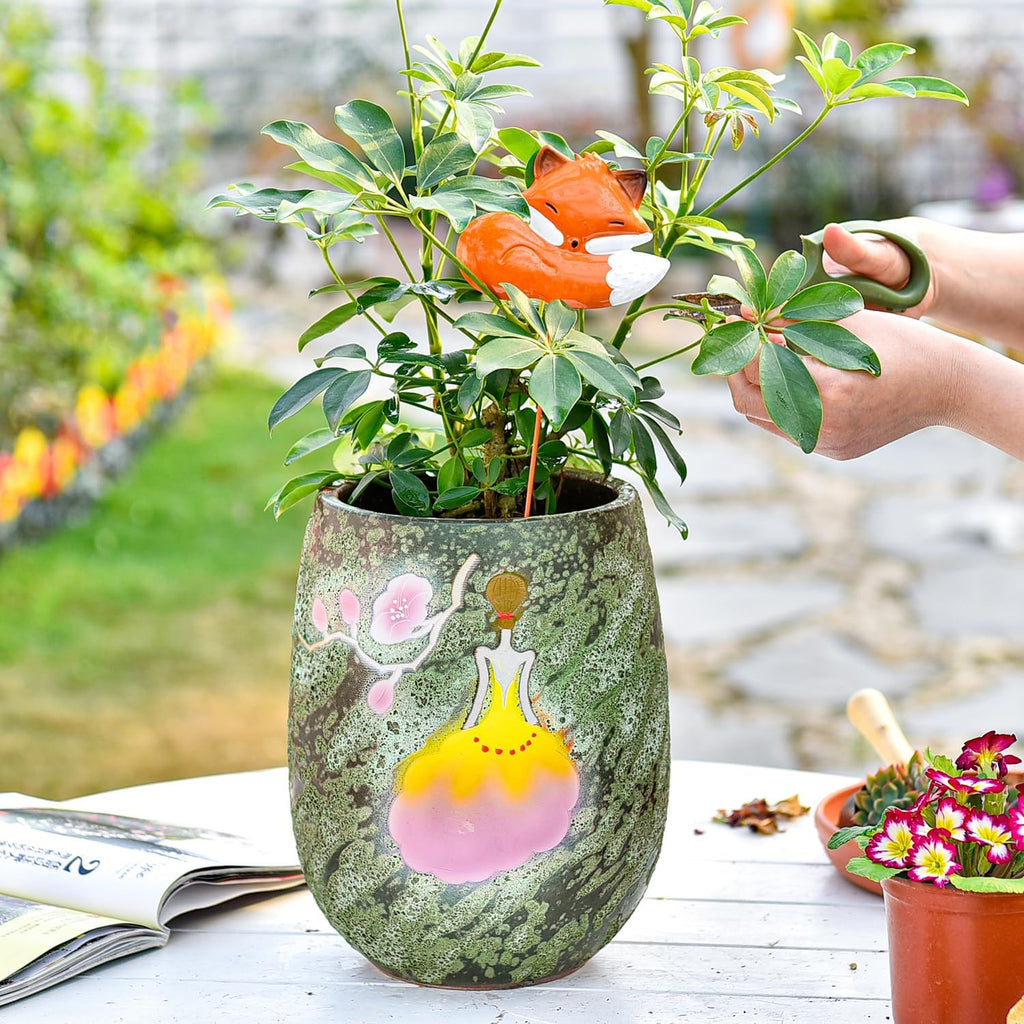 Sungmor 10.6 Inch Ceramic Succulent Plant Pot with Drainage Hole, Hand Painted Flower Pots for Plants, Unique Texture Decorative Planter for Indoor and Outdoor, Pottery Vase for Home Office Decor