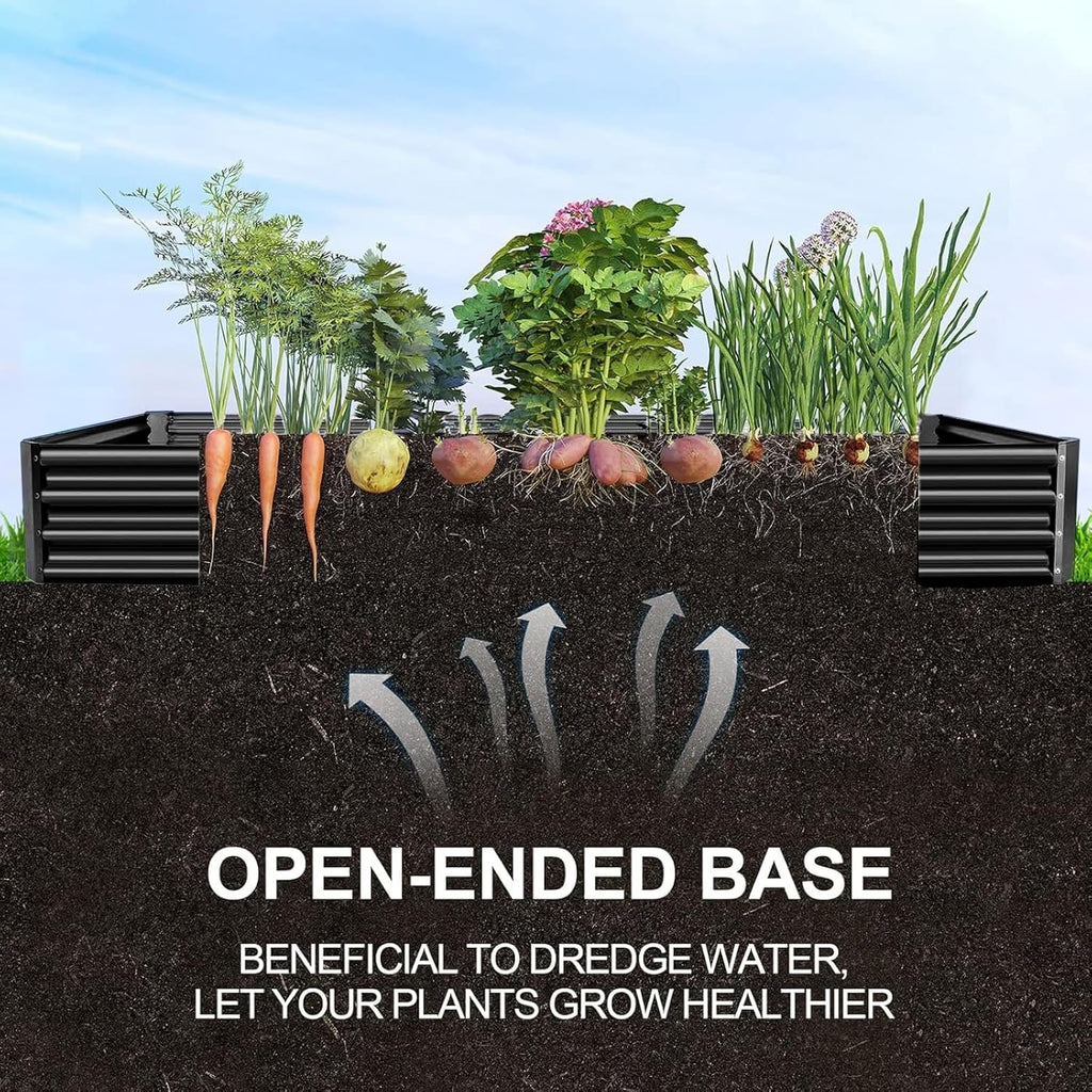 Land Guard 12×4×1ft Galvanized Raised Garden Bed Kit for Vegetables 2 Pack, Galvanized Super Large Metal Planter Raised Garden Boxes Outdoor (Gray)