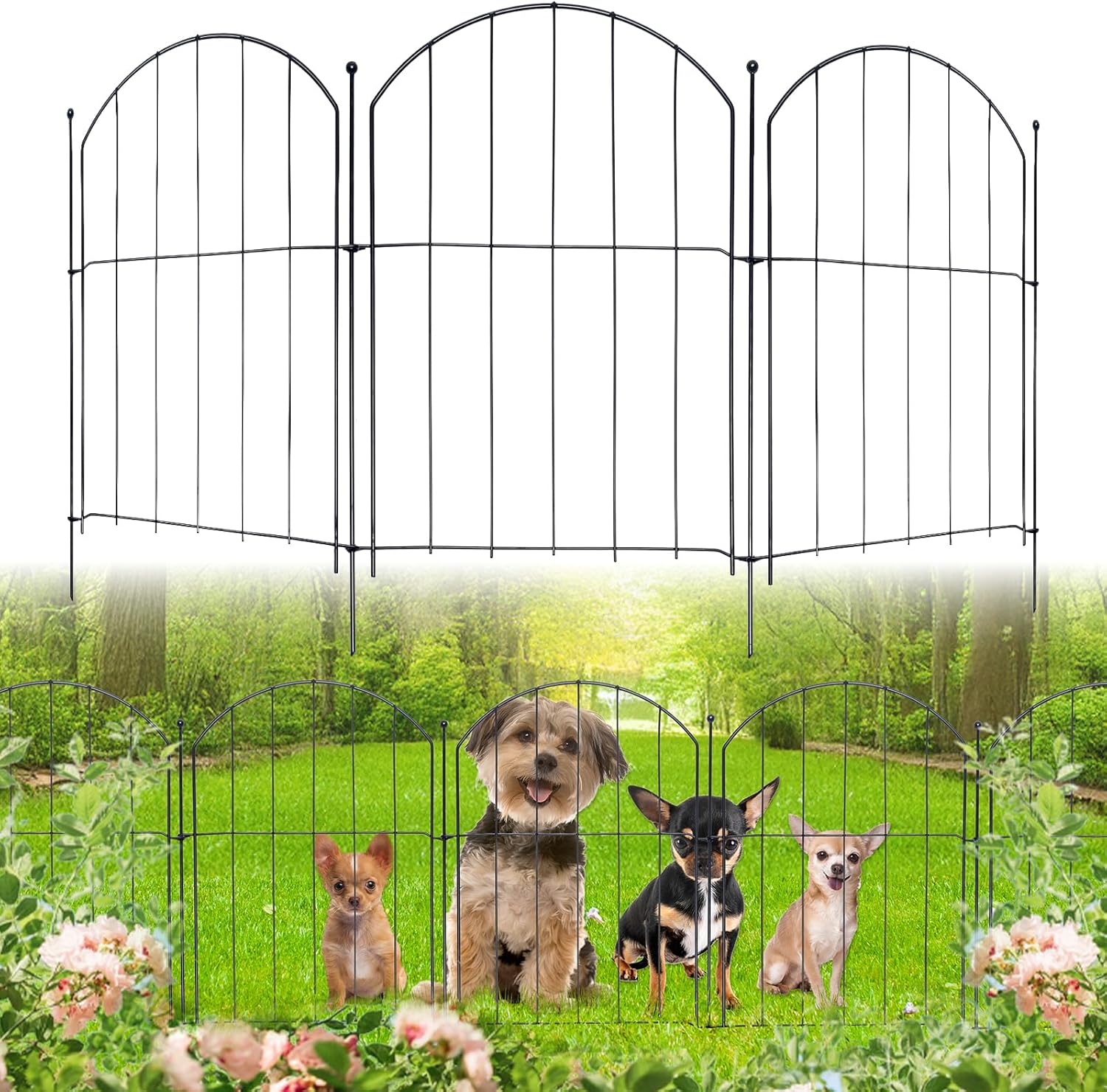 No Dig Garden Fence 16in x 10ft 10 Panels Decorative Garden Border for Fencing for Flower Beds, Dog Barrier, Patio and Yard Decoration