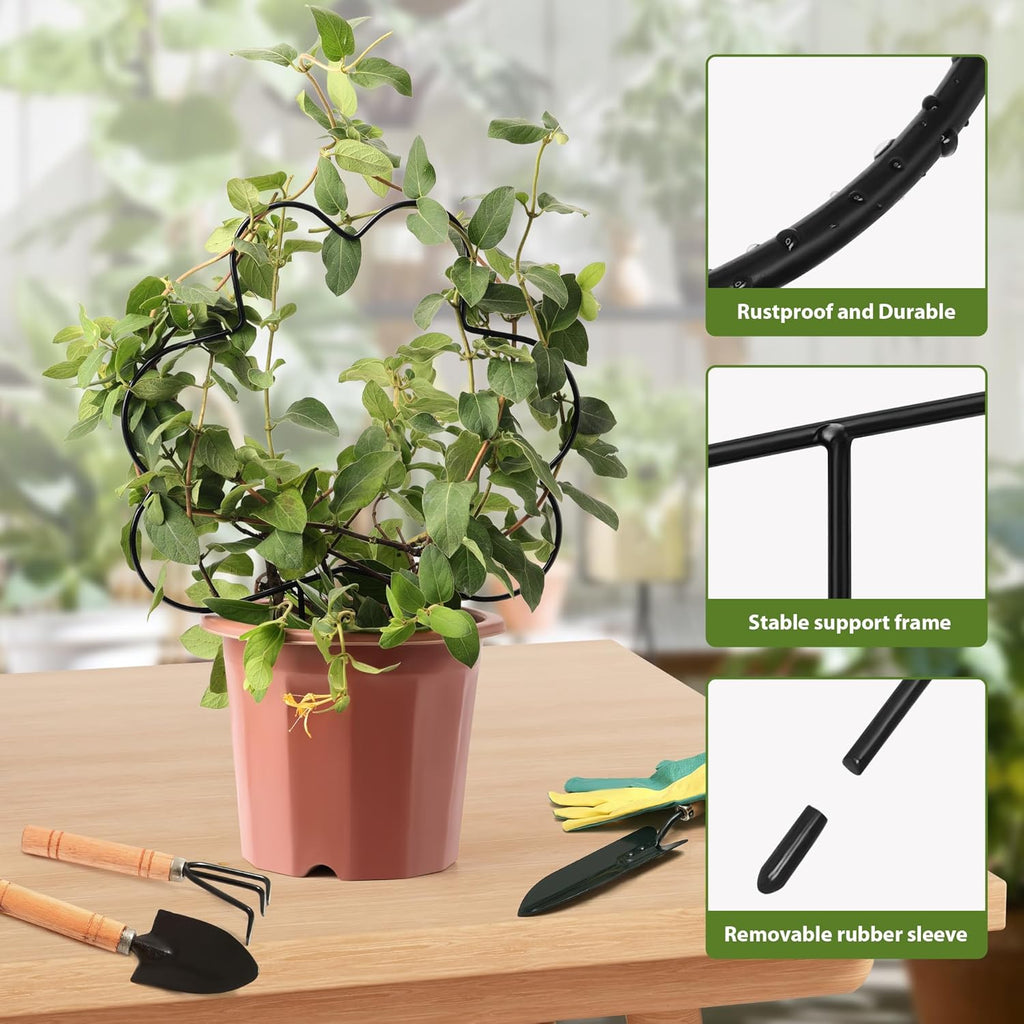 2 Pack Plant Trellis Indoor, 11.2" W x 13.7" H Small Trellis for Potted Plants, Decorative Trellis for Climbing Plants Indoor, Ideal for Vines on Tabletops, Balconies, Gardens and Lawns, Flower-Shaped