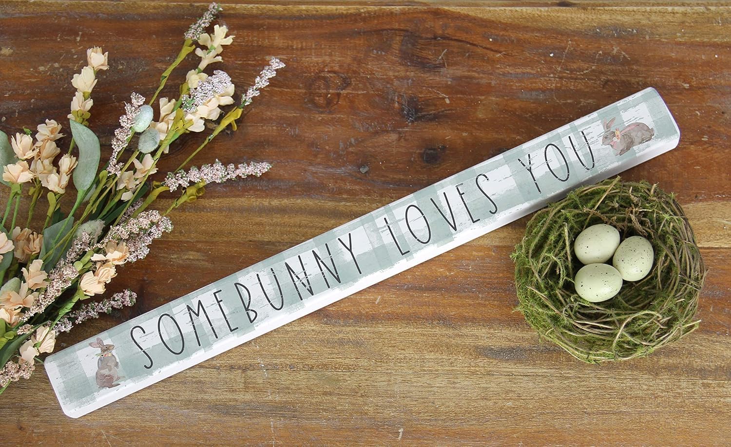 Simply Said, INC Talking Sticks 16" x 1.5" Wood Sign TLK1407 - Somebunny Loves You