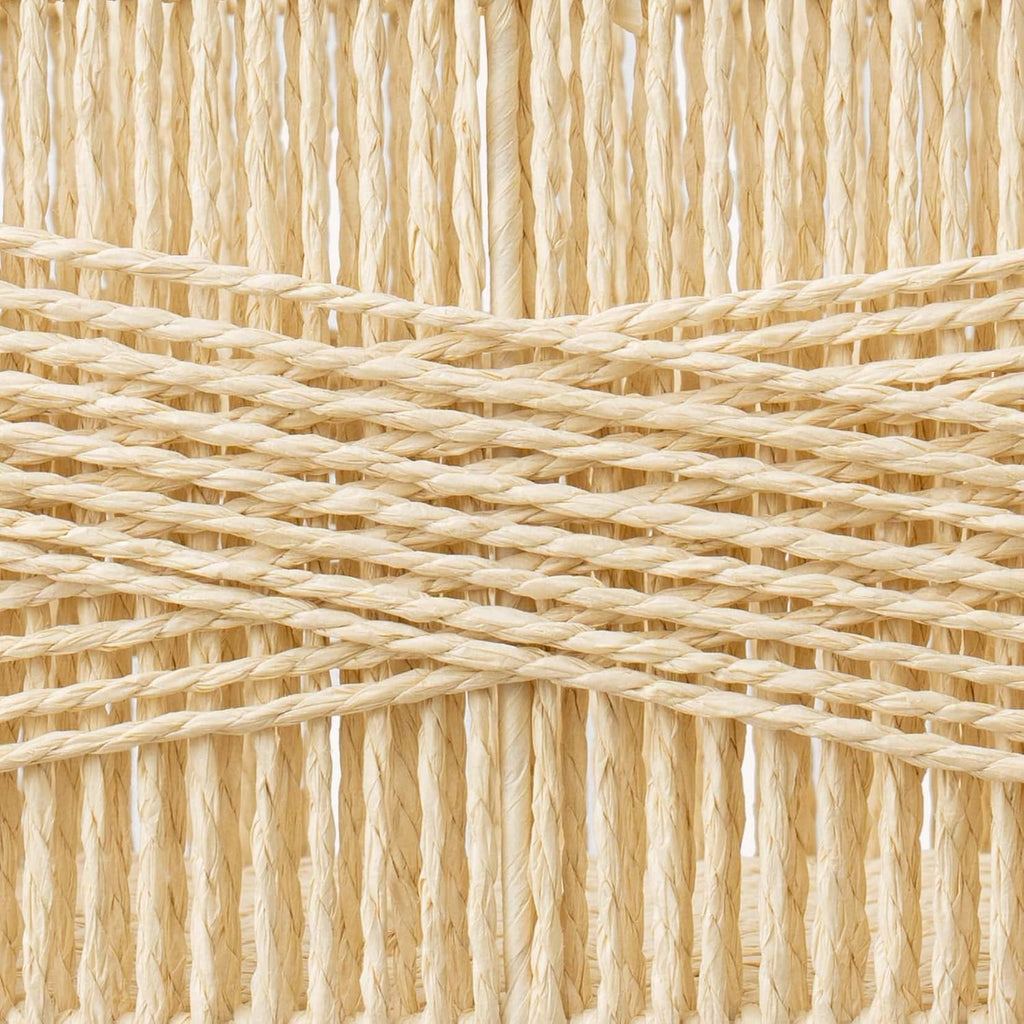 LA JOLIE MUSE Wicker Storage Baskets for Organizing, Recyclable Paper Rope Basket with Wood Handles, Decorative Hand Woven Basket Organizers for Makeup Books Shelves Living Room, Beige, Set of 2