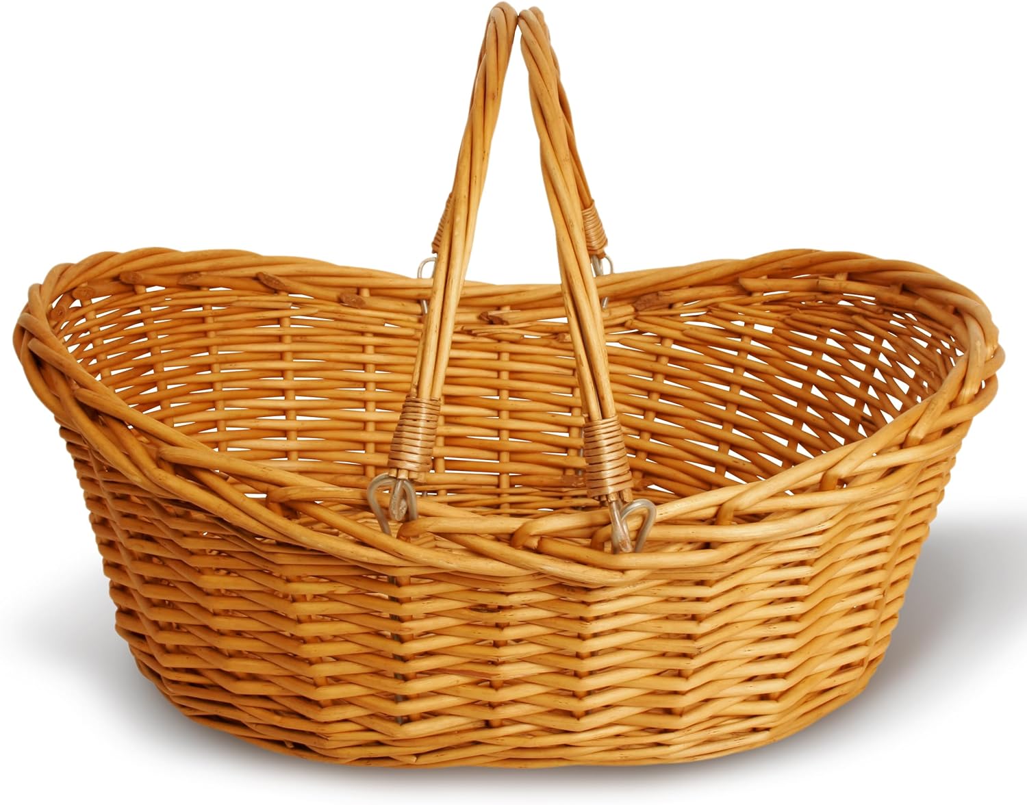 Wald Imports - Small Light Brown Hand Woven Wicker Basket for Storage with Handles - Woven Basket - Wicker Baskets for Picnics, Easter, Organizing, and More (14 x 5.5 inches)