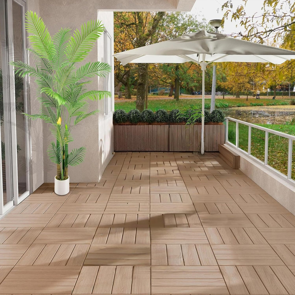 Artificial Fake Palm Tree 9FT 1Pack with White Planter & Free Moss, UV Resistant Artificial Palm Tree for Outdoors, Fake Plants for Poolside Home Room Decor, Faux Plants Outdoor Decor