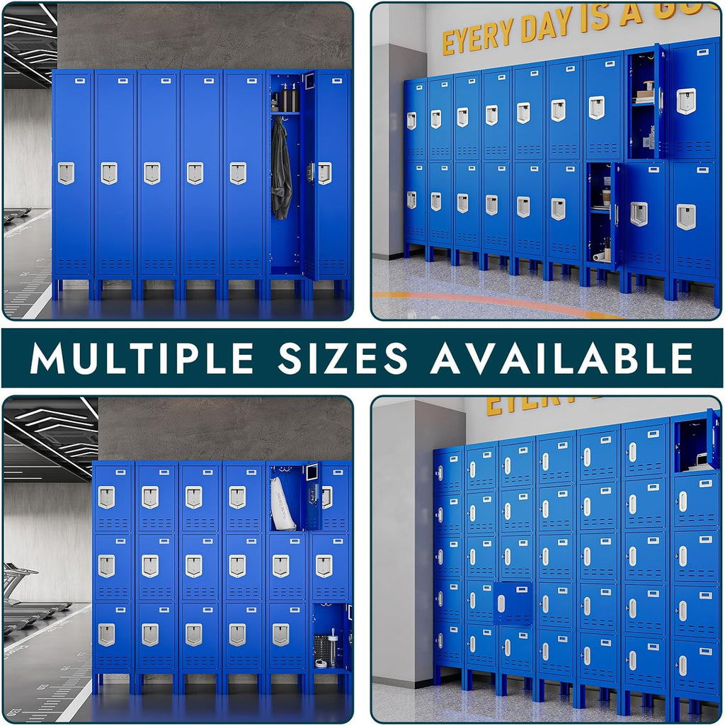 Metal Lockers - 66" Height Steel Lockers for Employees with 5 Door Storage Locker with Card Slot for Employees Gym School Home Office Garage - Assembly Required